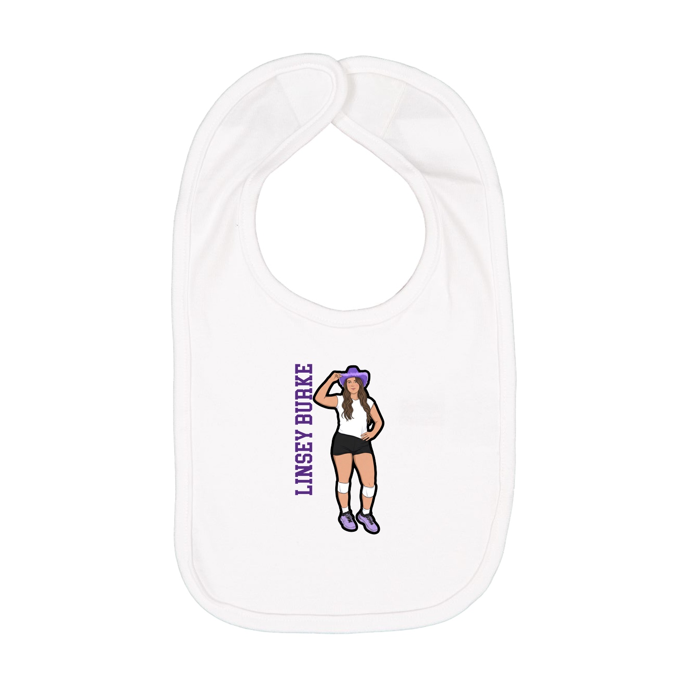 Infant Bib — Name Vertical in White