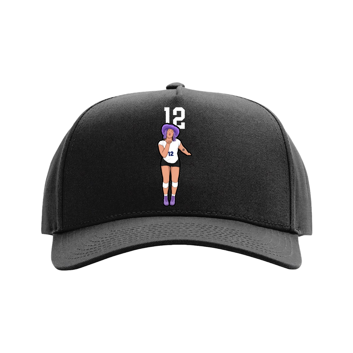 Full Fabric Five-Panel Champ Cap — Number Top in Black