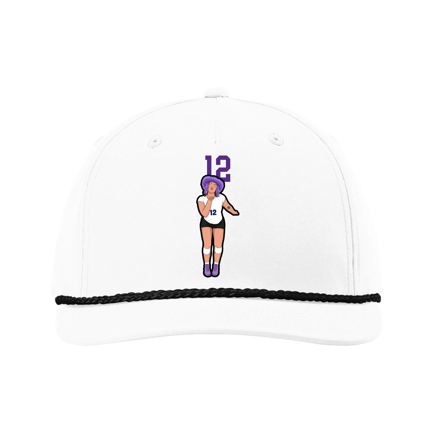 Five-Panel Classic Rope Cap — Number Top in White