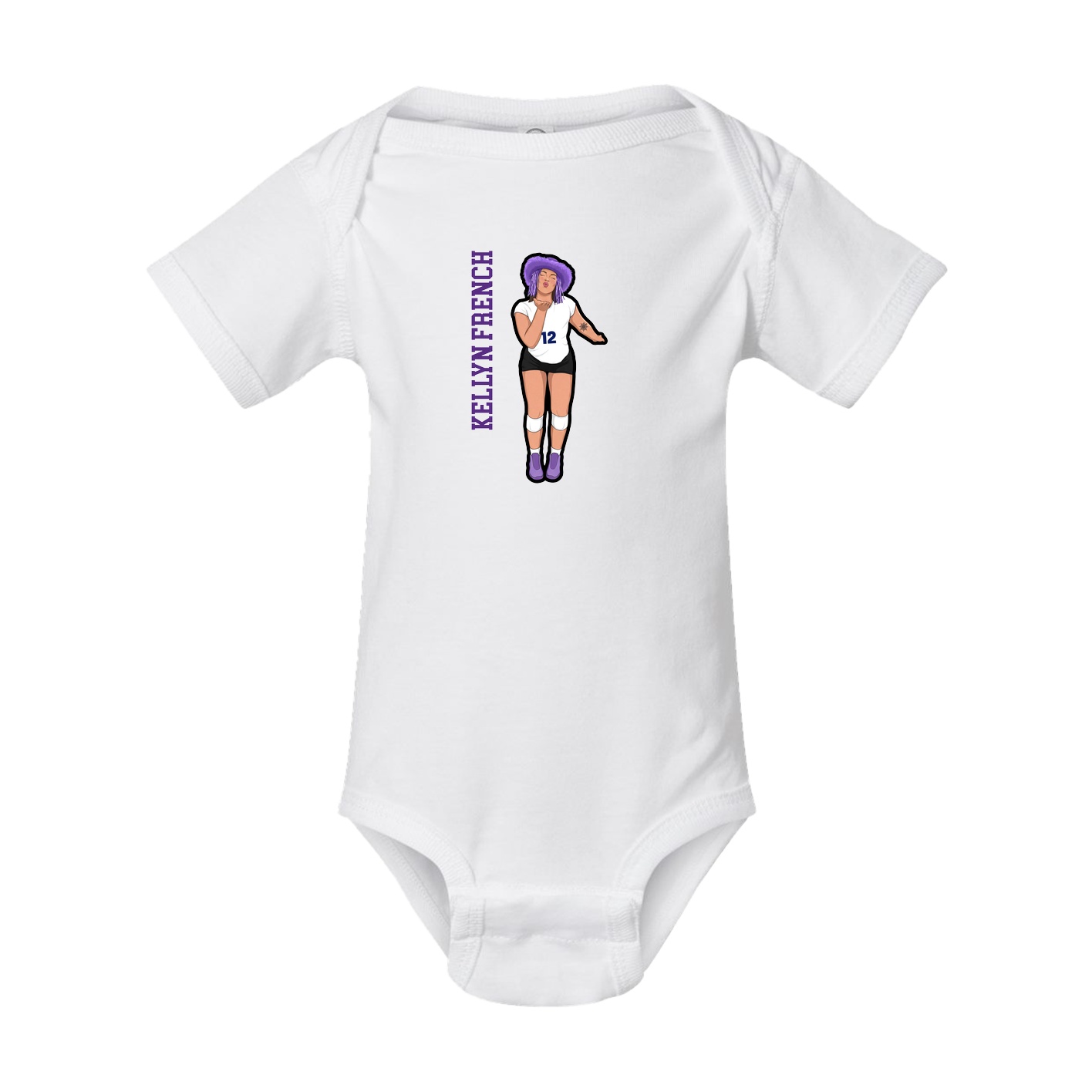 Baby Onesie — Name Vertical in White
