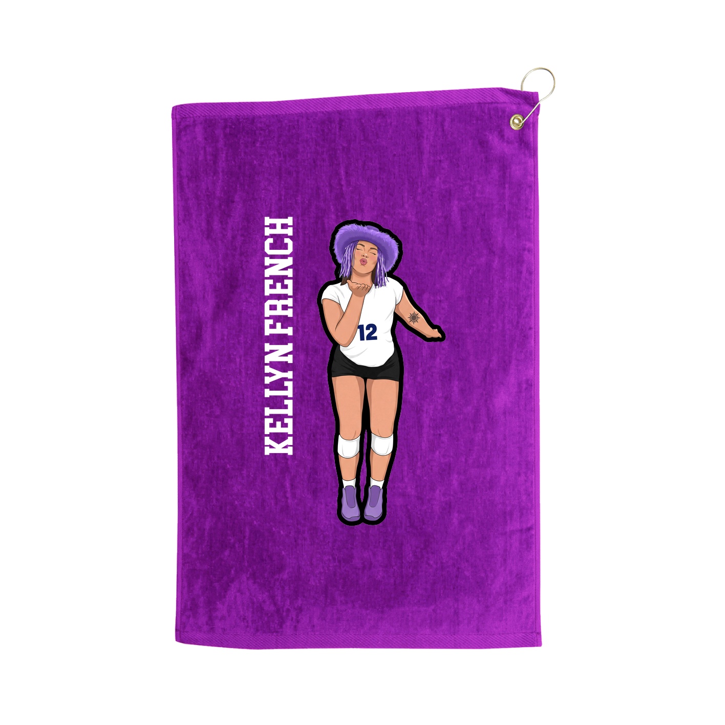 Golf Towel — Name Vertical in Purple