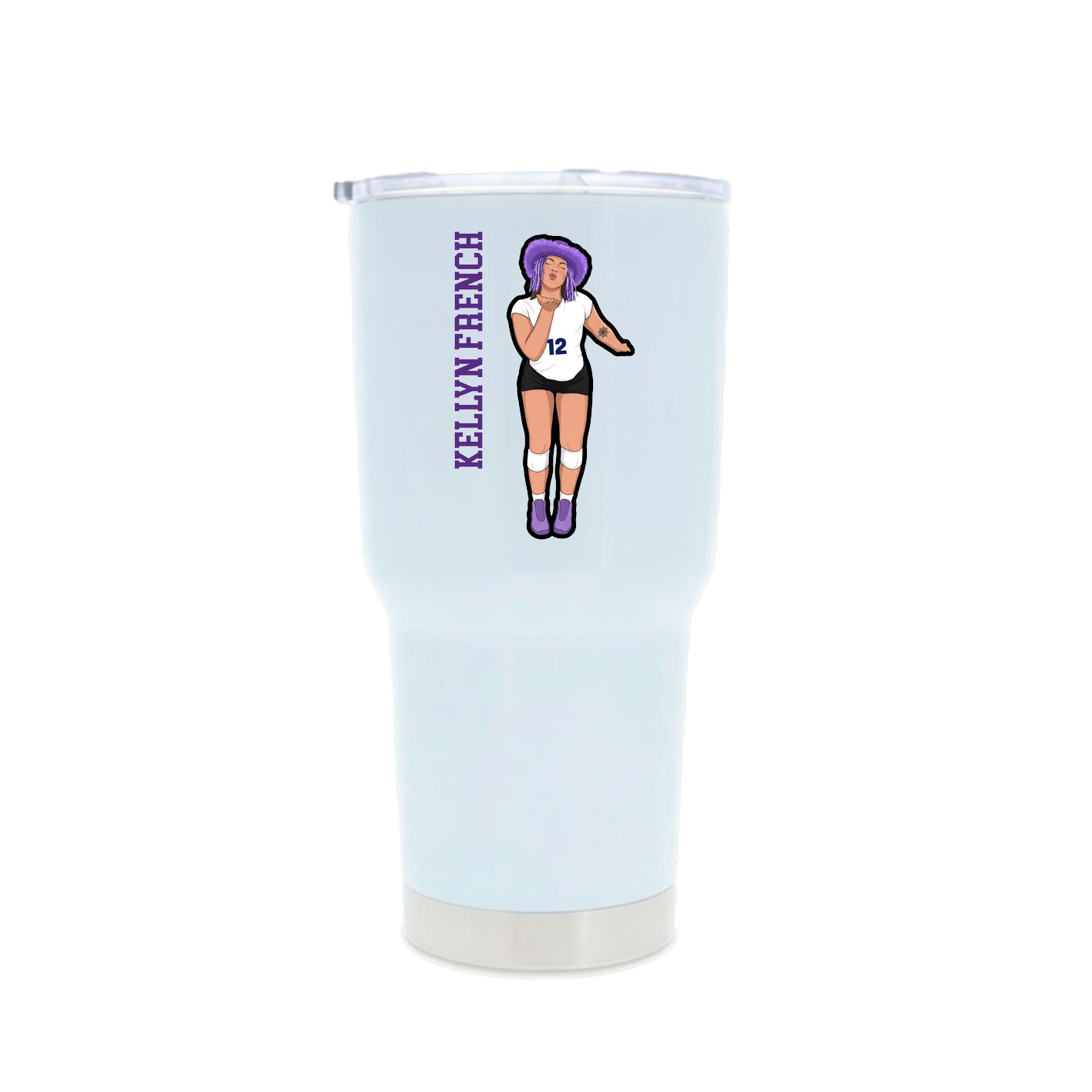 30oz Stainless Steel Tumbler — Name Vertical in White