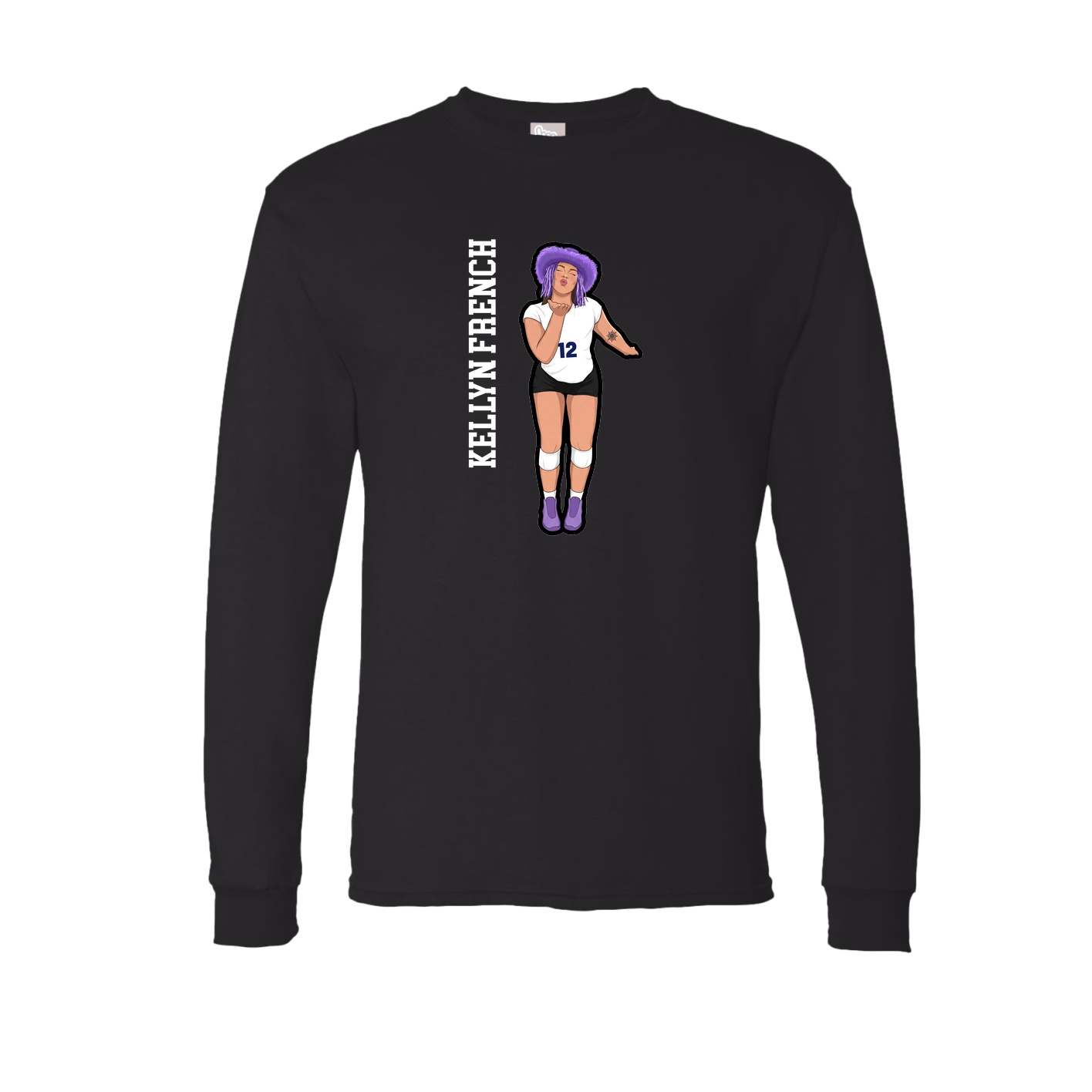 Long Sleeve Tee — Name Vertical in Black