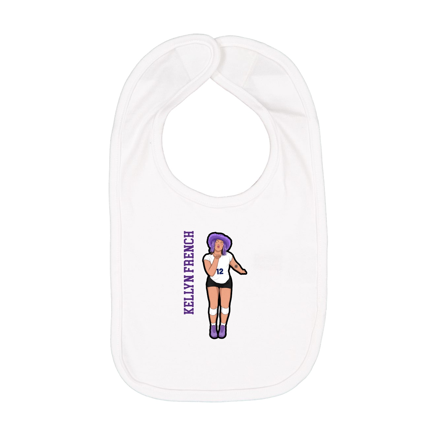 Infant Bib — Name Vertical in White