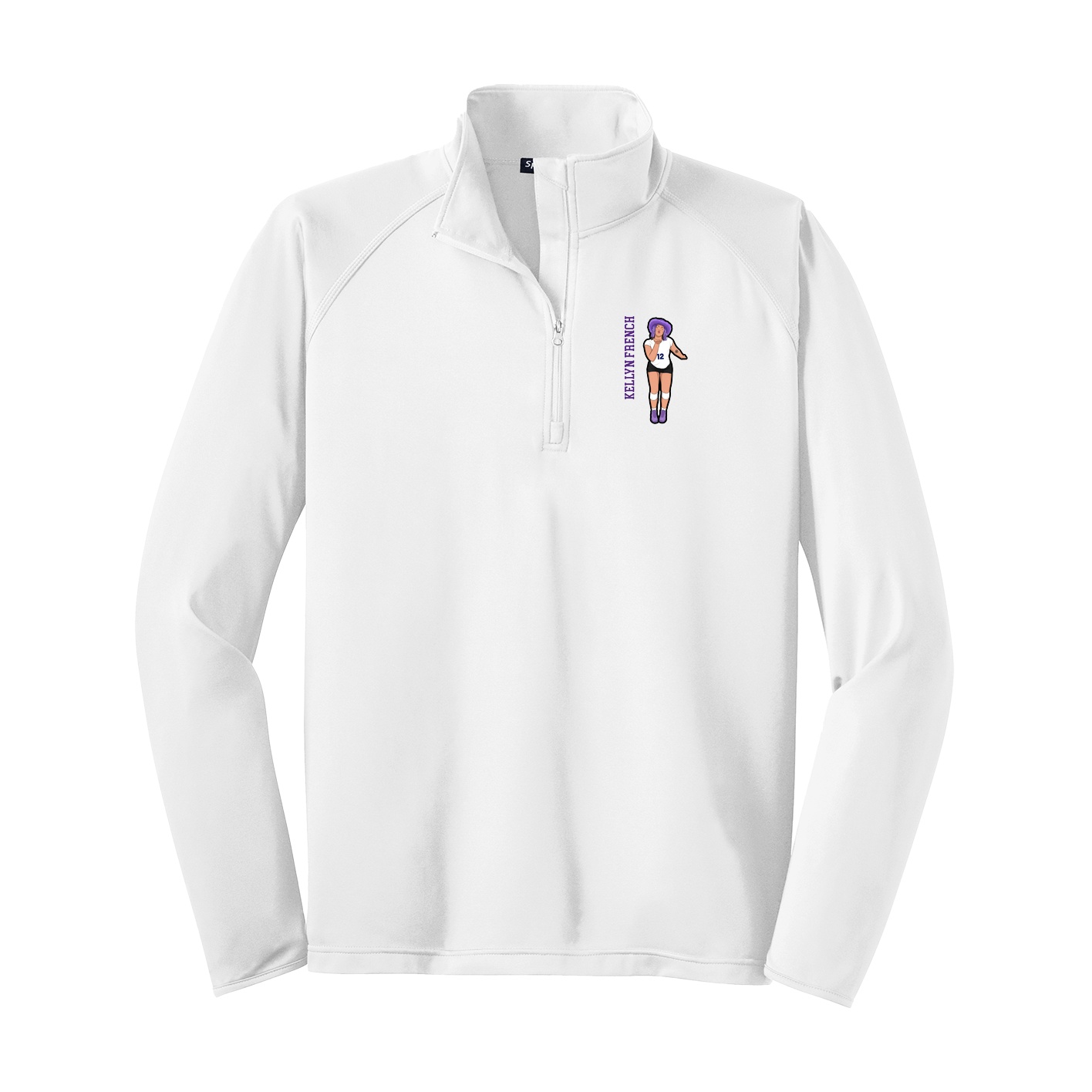 Q-Zip Pullover — Name Vertical in White