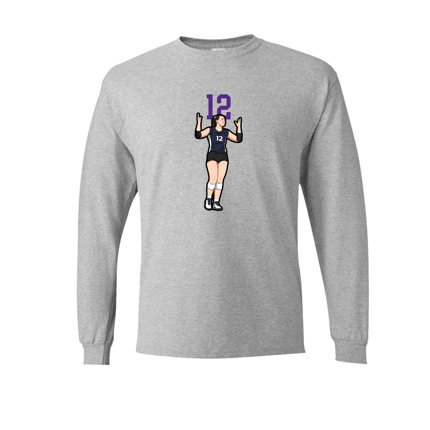 Long Sleeve Tee — Number Top in Grey