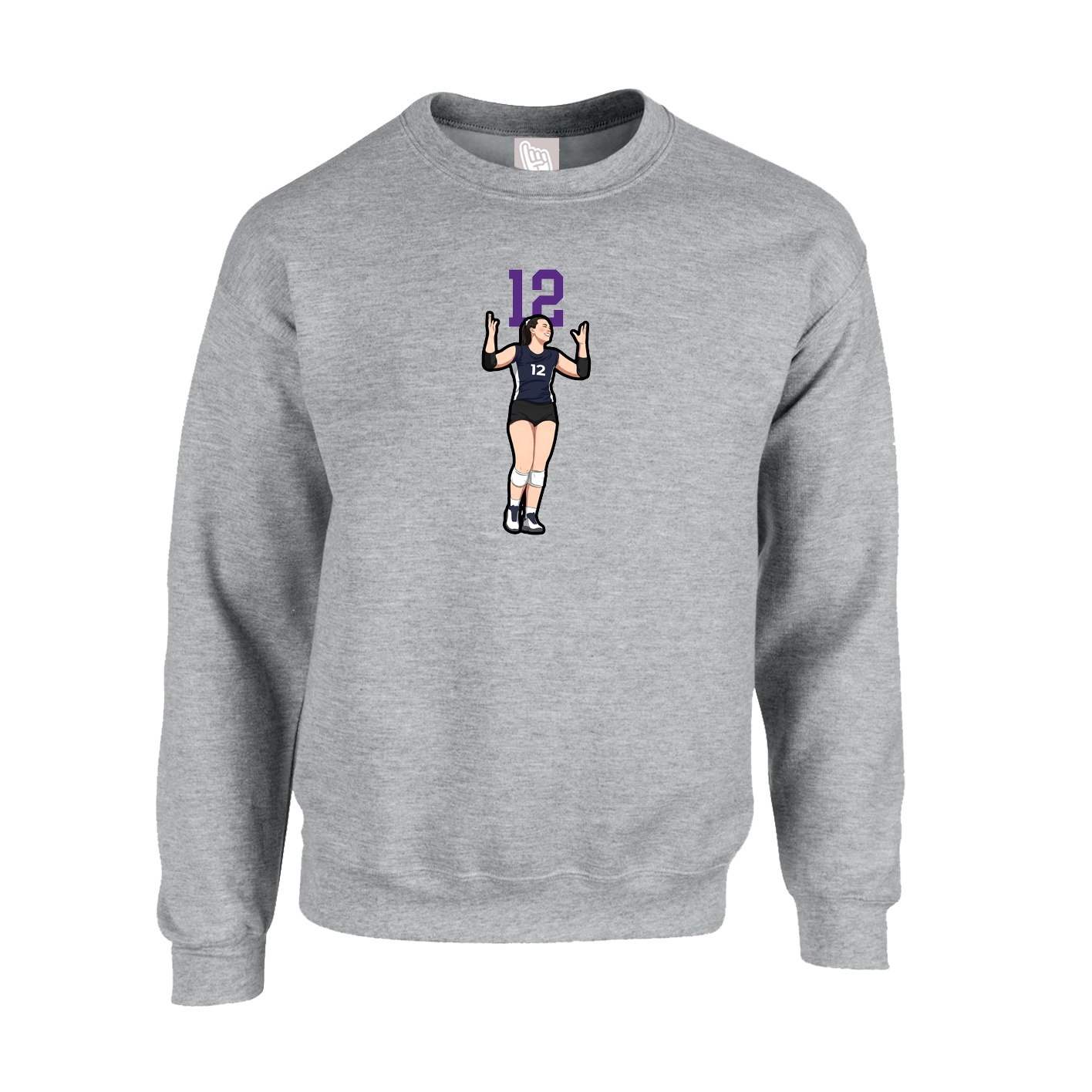 Fleece Crew — Number Top in Grey