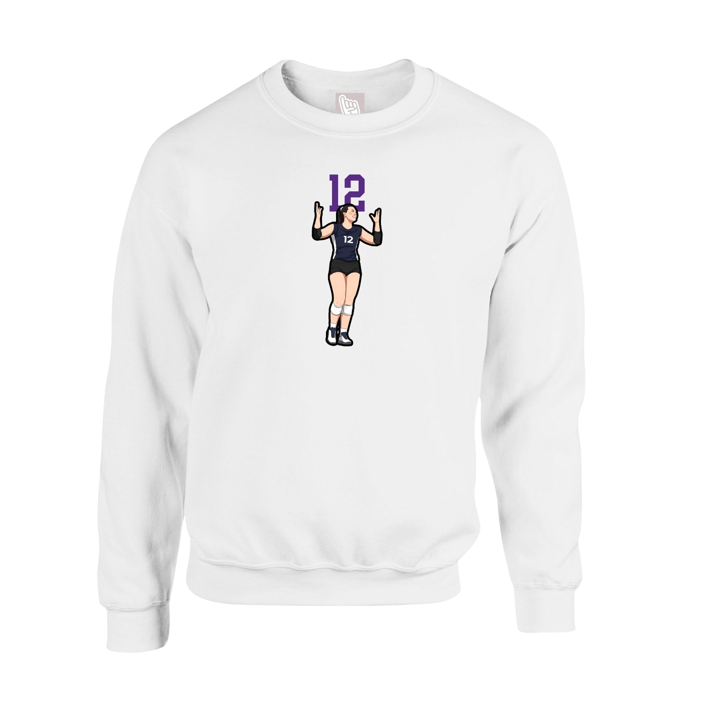 Fleece Crew — Number Top in White