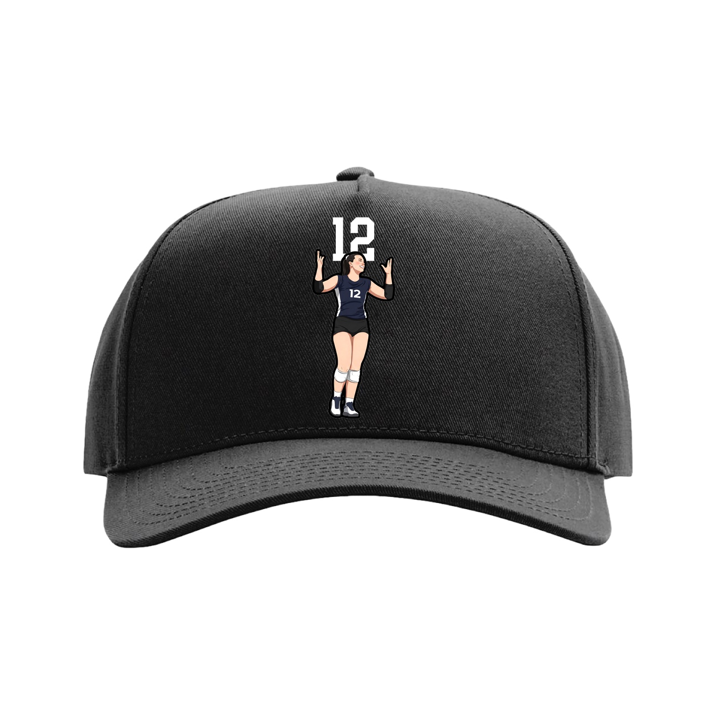 Full Fabric Five-Panel Champ Cap — Number Top in Black