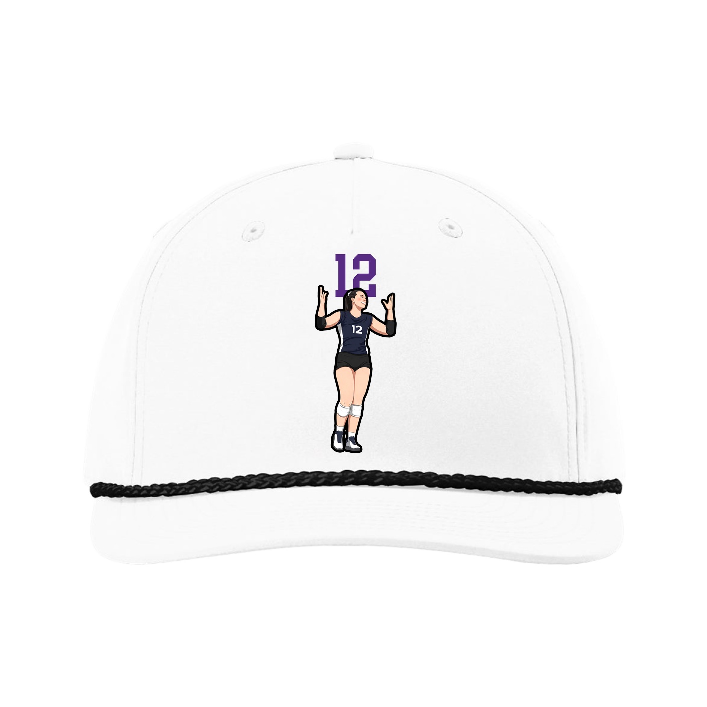 Five-Panel Classic Rope Cap — Number Top in White