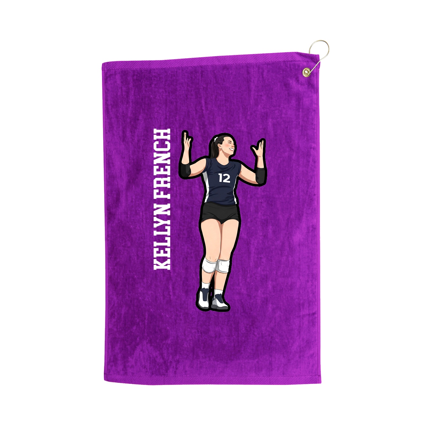Golf Towel — Name Vertical in Purple