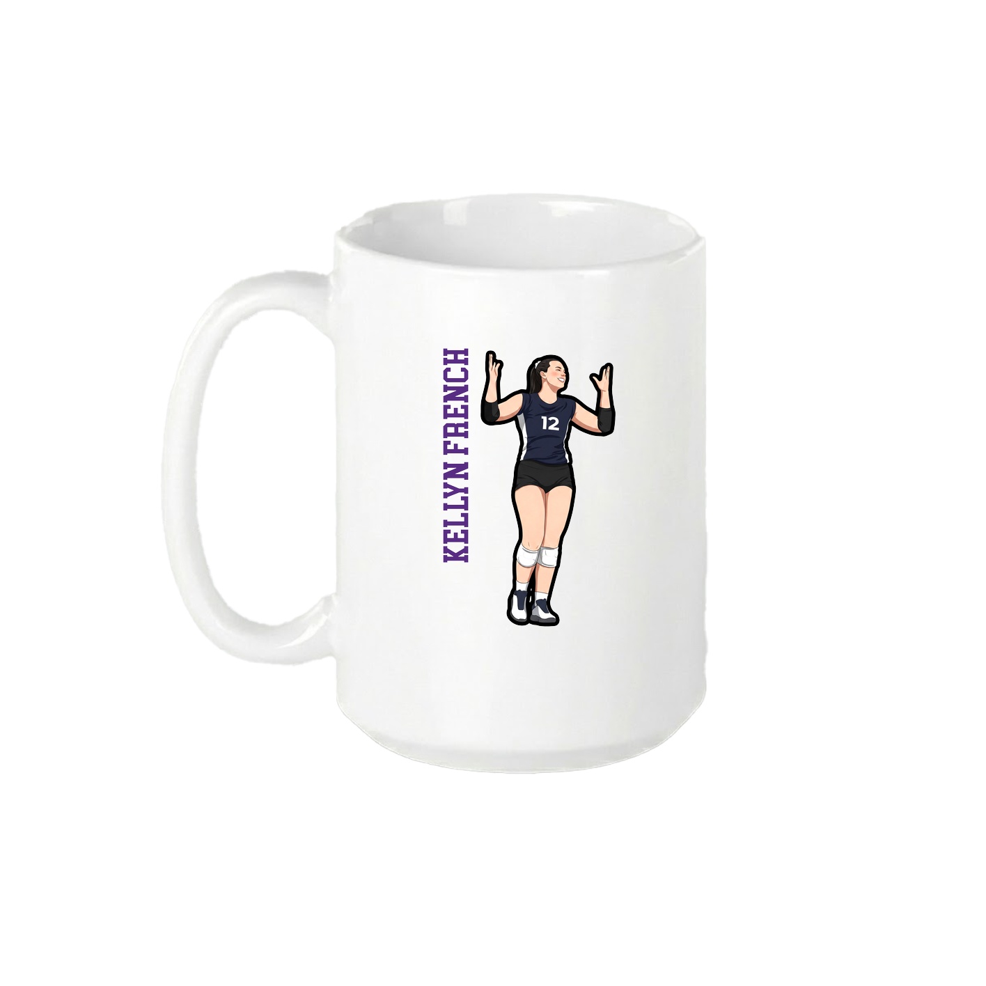 15oz Coffee Mug — Name Vertical in White