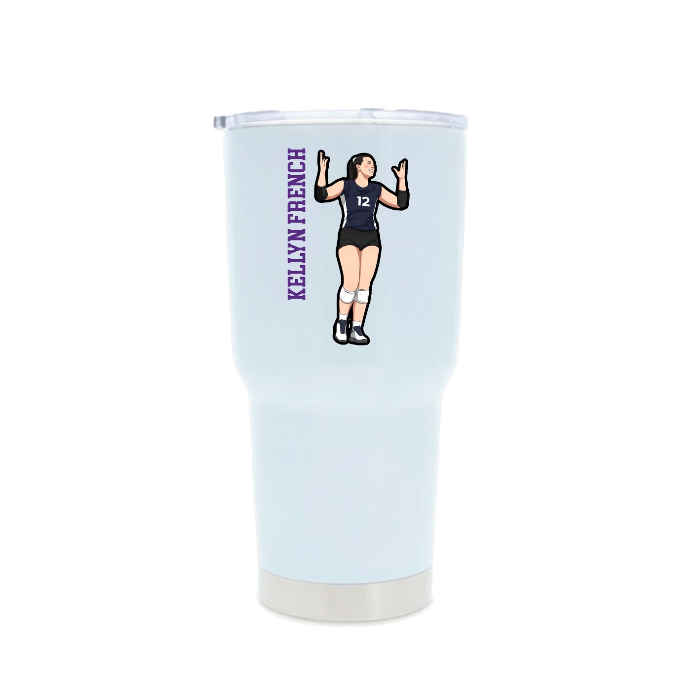 30oz Stainless Steel Tumbler — Name Vertical in White