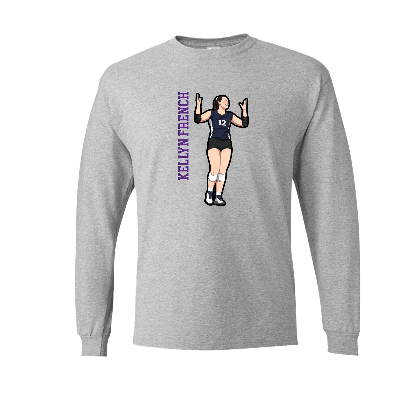 Long Sleeve Tee — Name Vertical in Grey