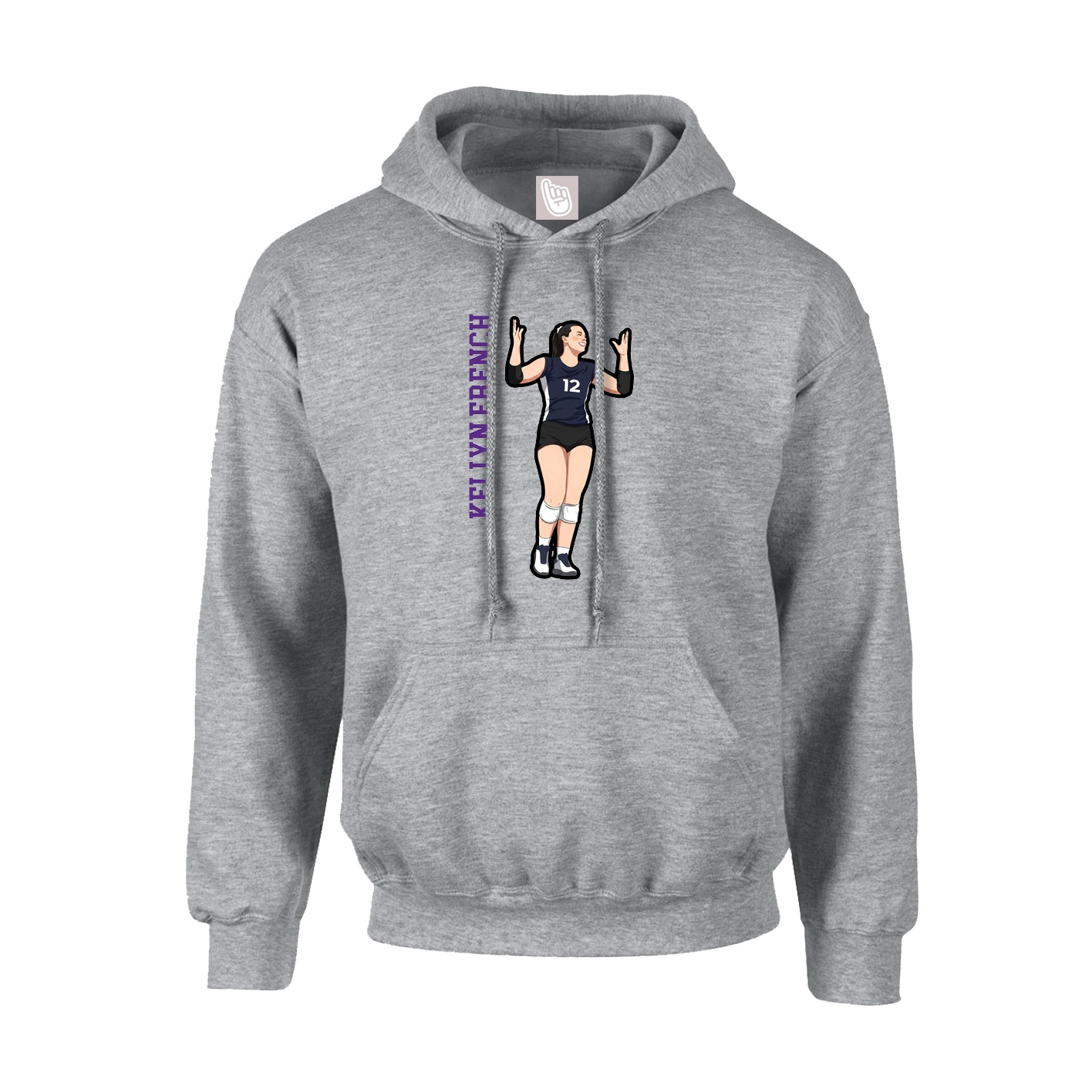 Hoodie — Name Vertical in Grey
