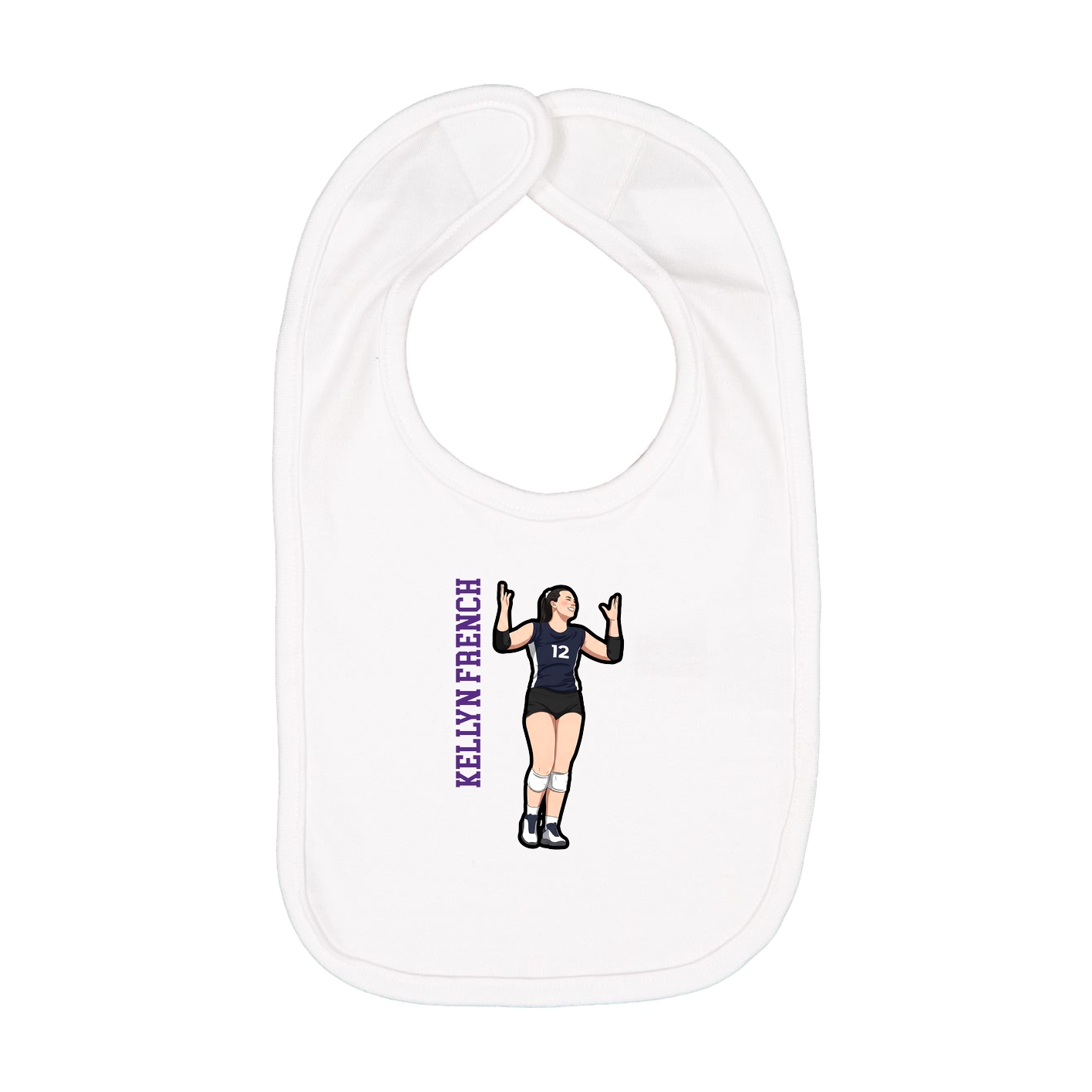 Infant Bib — Name Vertical in White