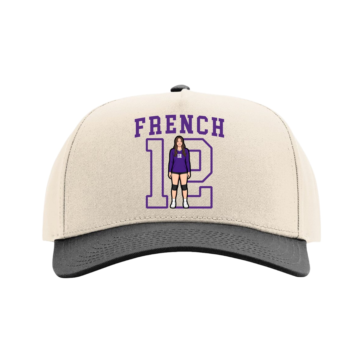 Full Fabric Five-Panel Champ Cap — Shirsey in Cream/Black