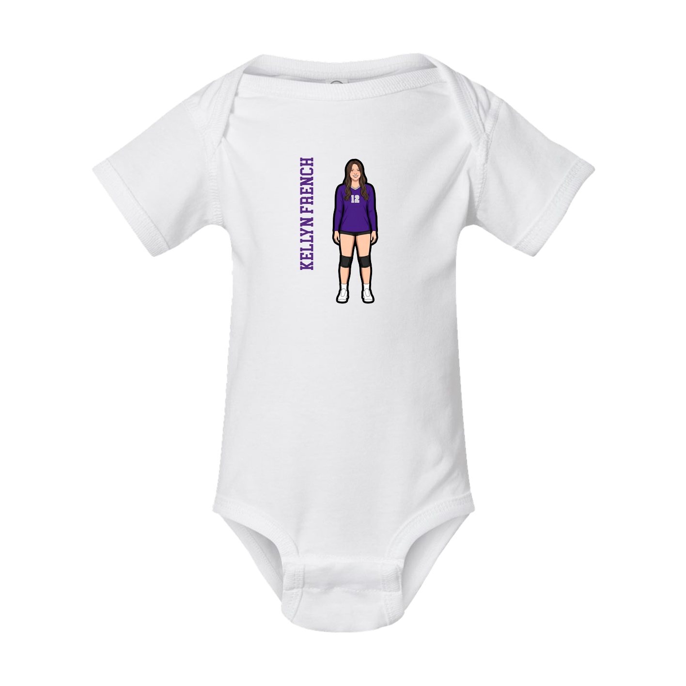 Baby Onesie — Name Vertical in White