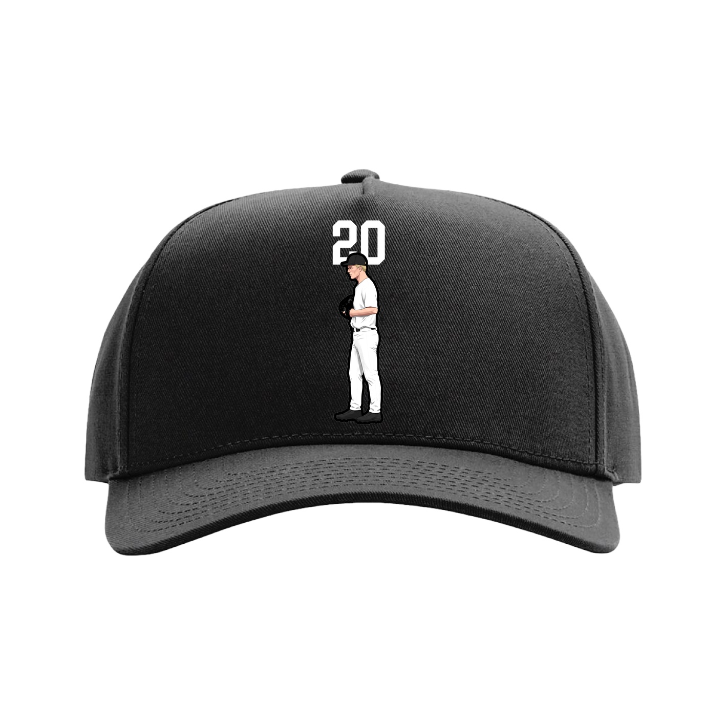 Full Fabric Five-Panel Champ Cap — Number Top in Black