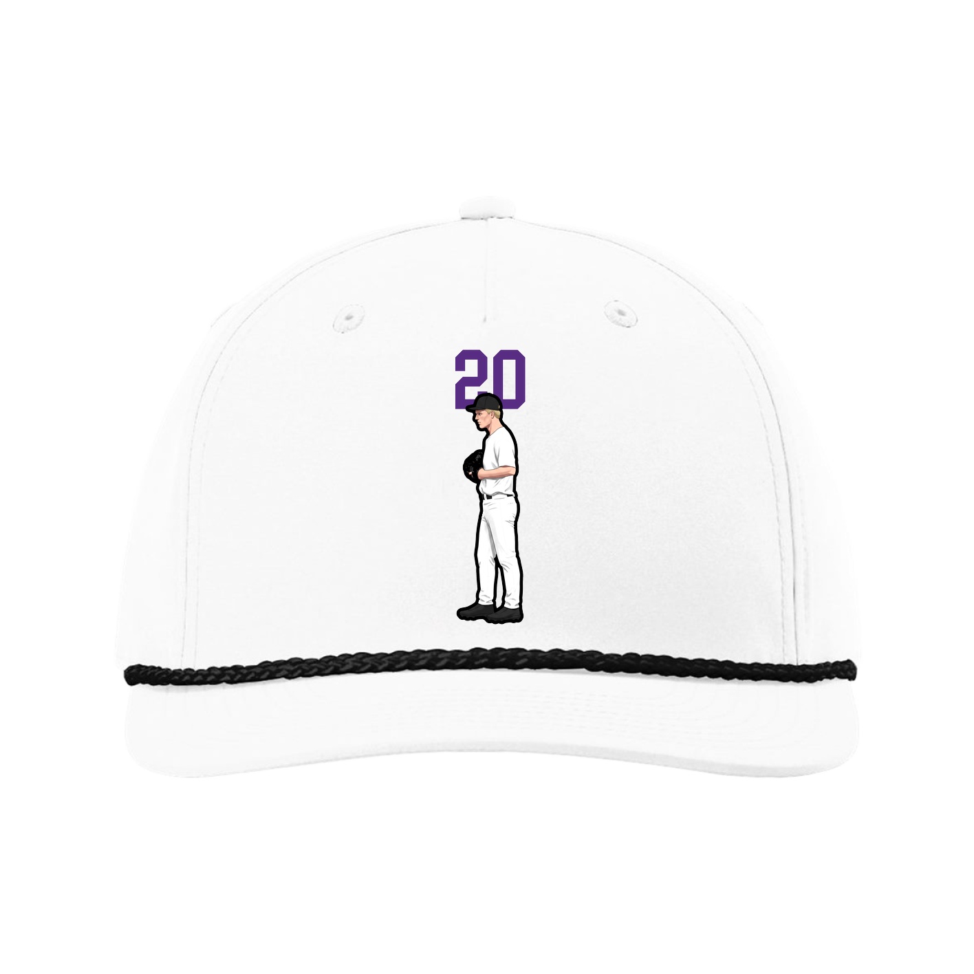 Five-Panel Classic Rope Cap — Number Top in White