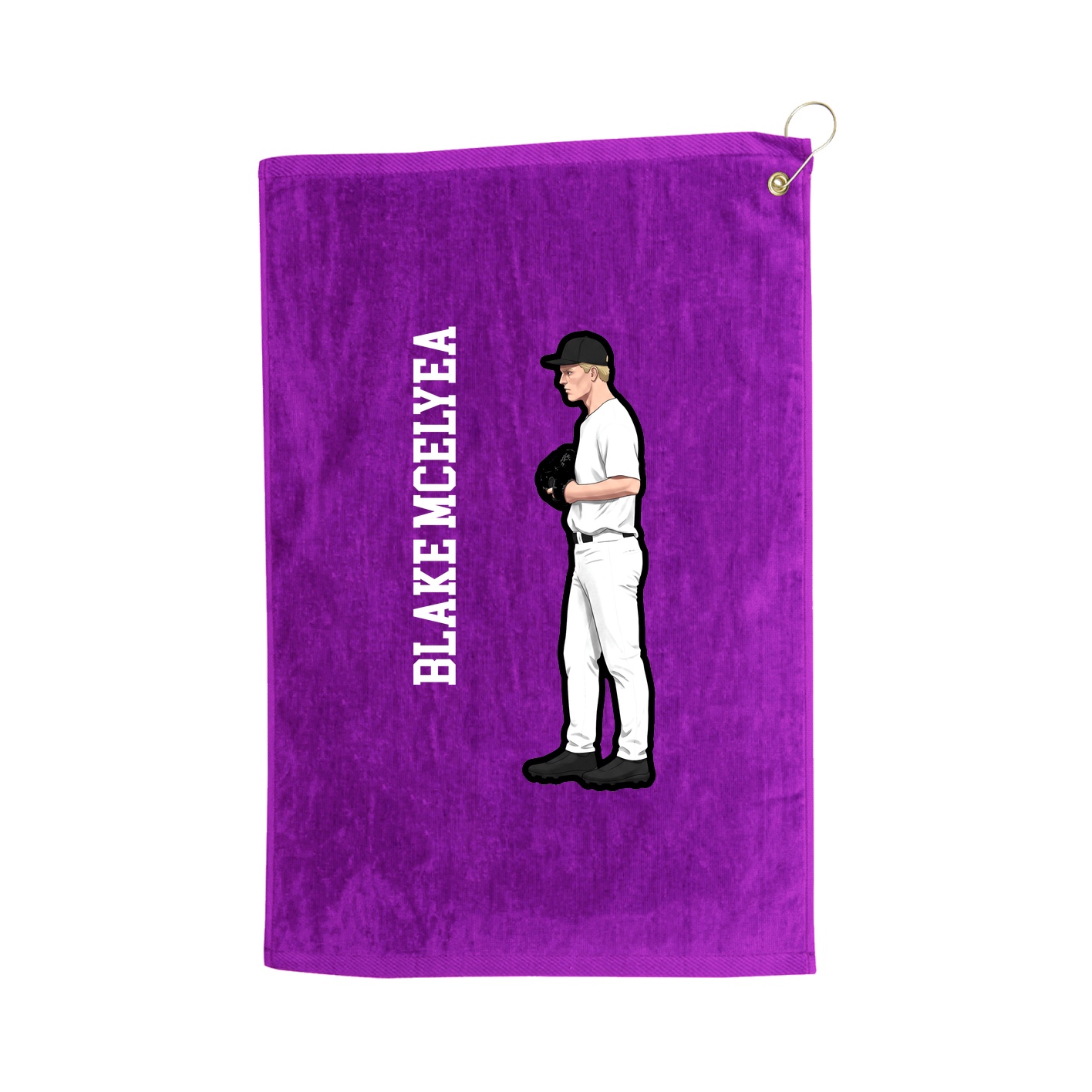 Golf Towel — Name Vertical in Purple
