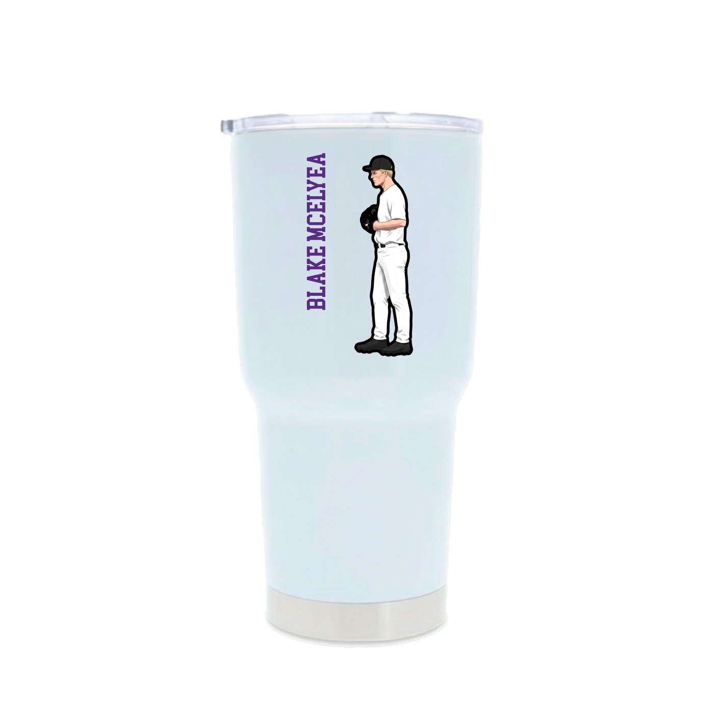 30oz Stainless Steel Tumbler — Name Vertical in White