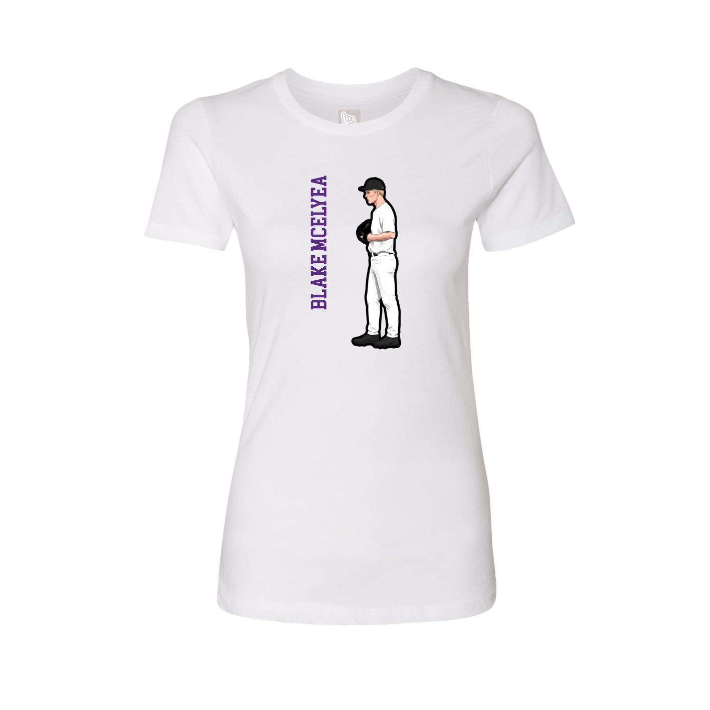 Fitted Women's Tee — Name Vertical in White