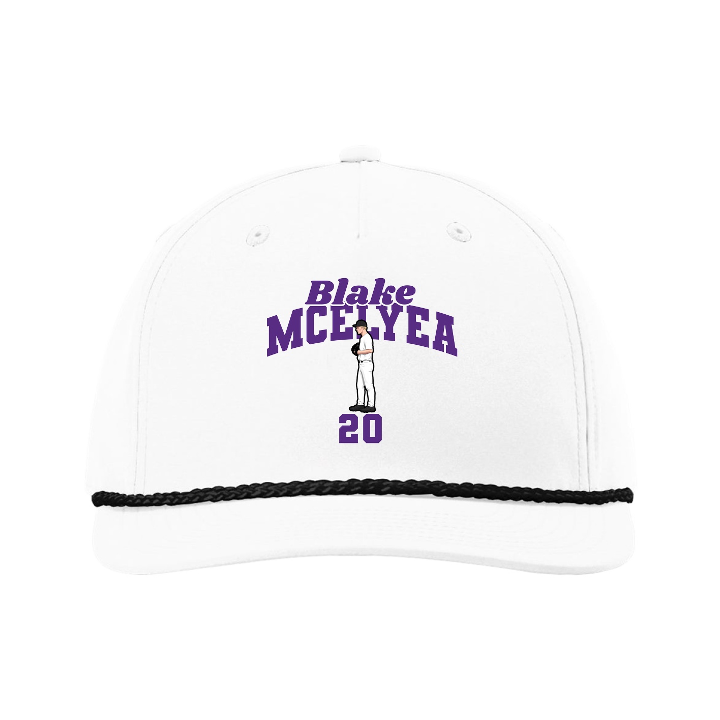 Five-Panel Classic Rope Cap — Signature Arch in White