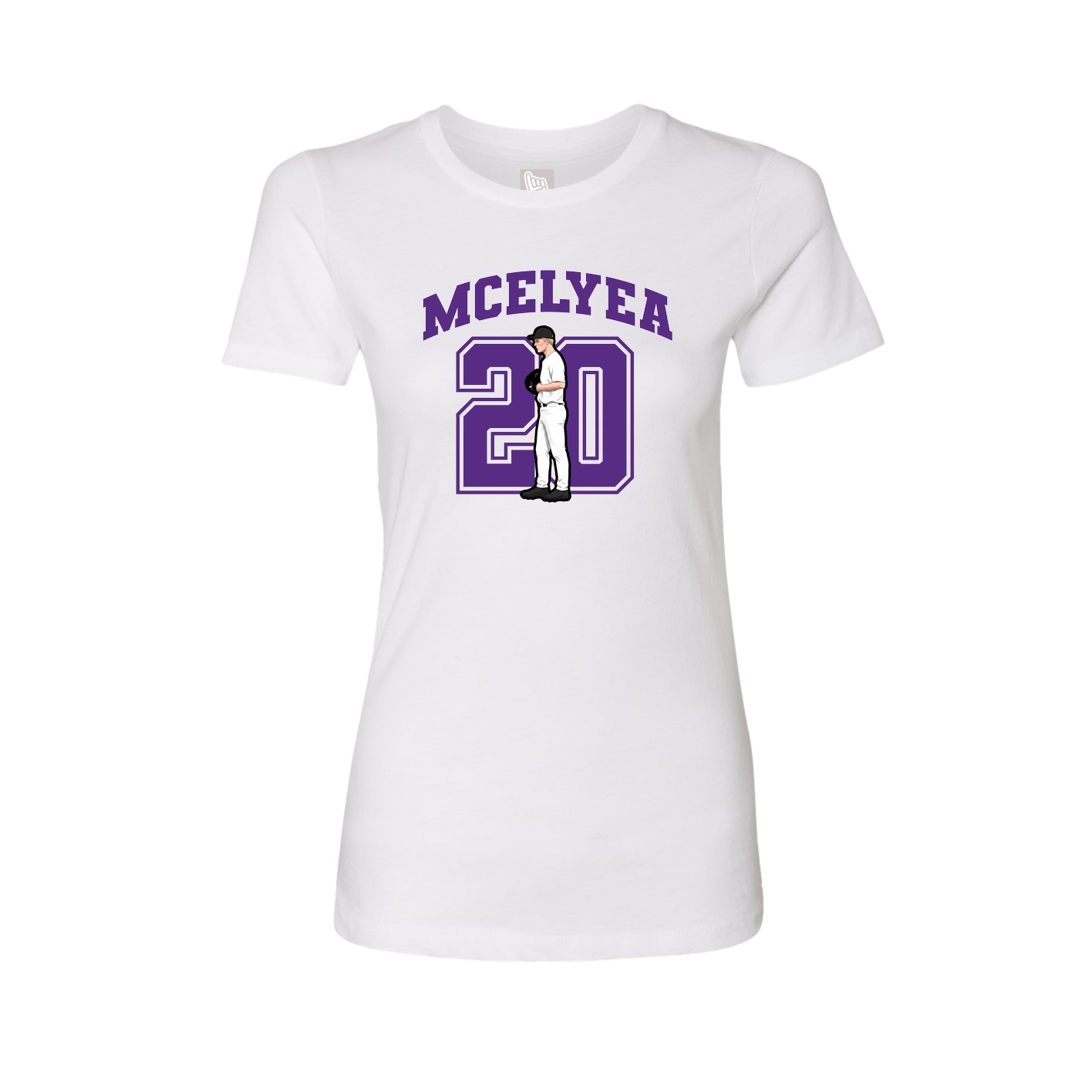 Fitted Women's Tee — Number in White