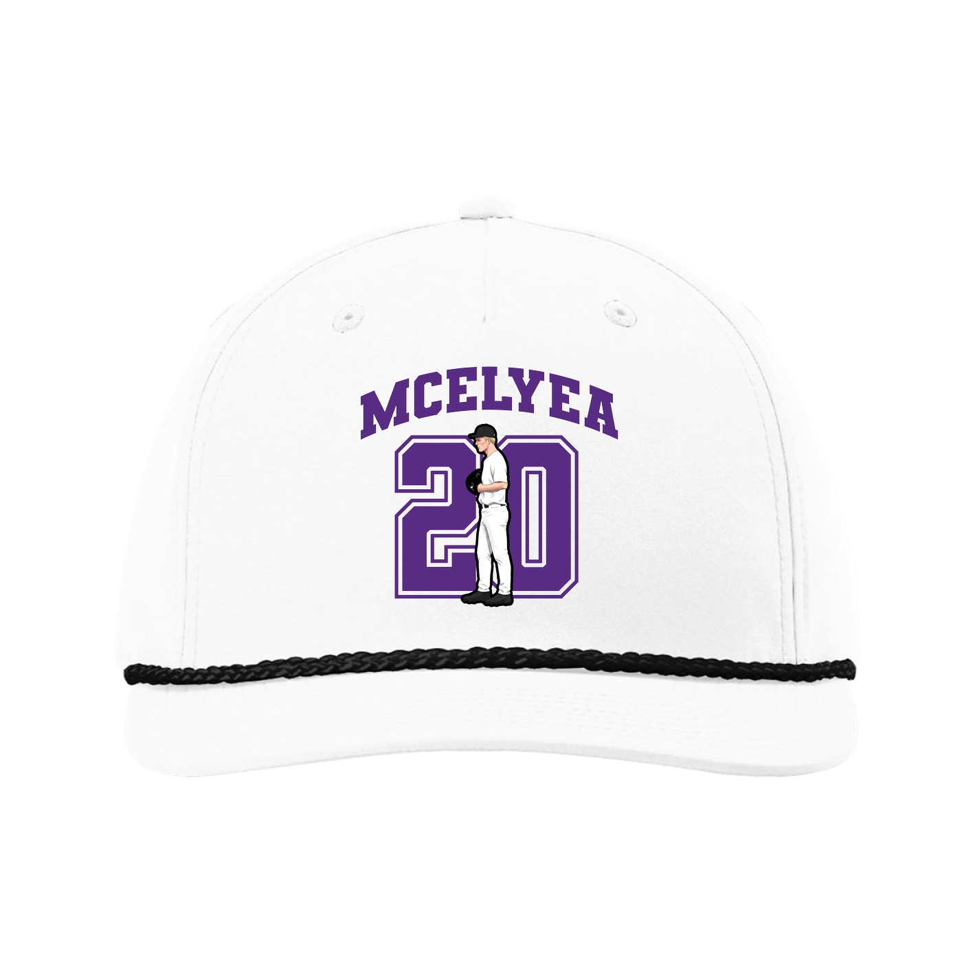 Five-Panel Classic Rope Cap — Number in White