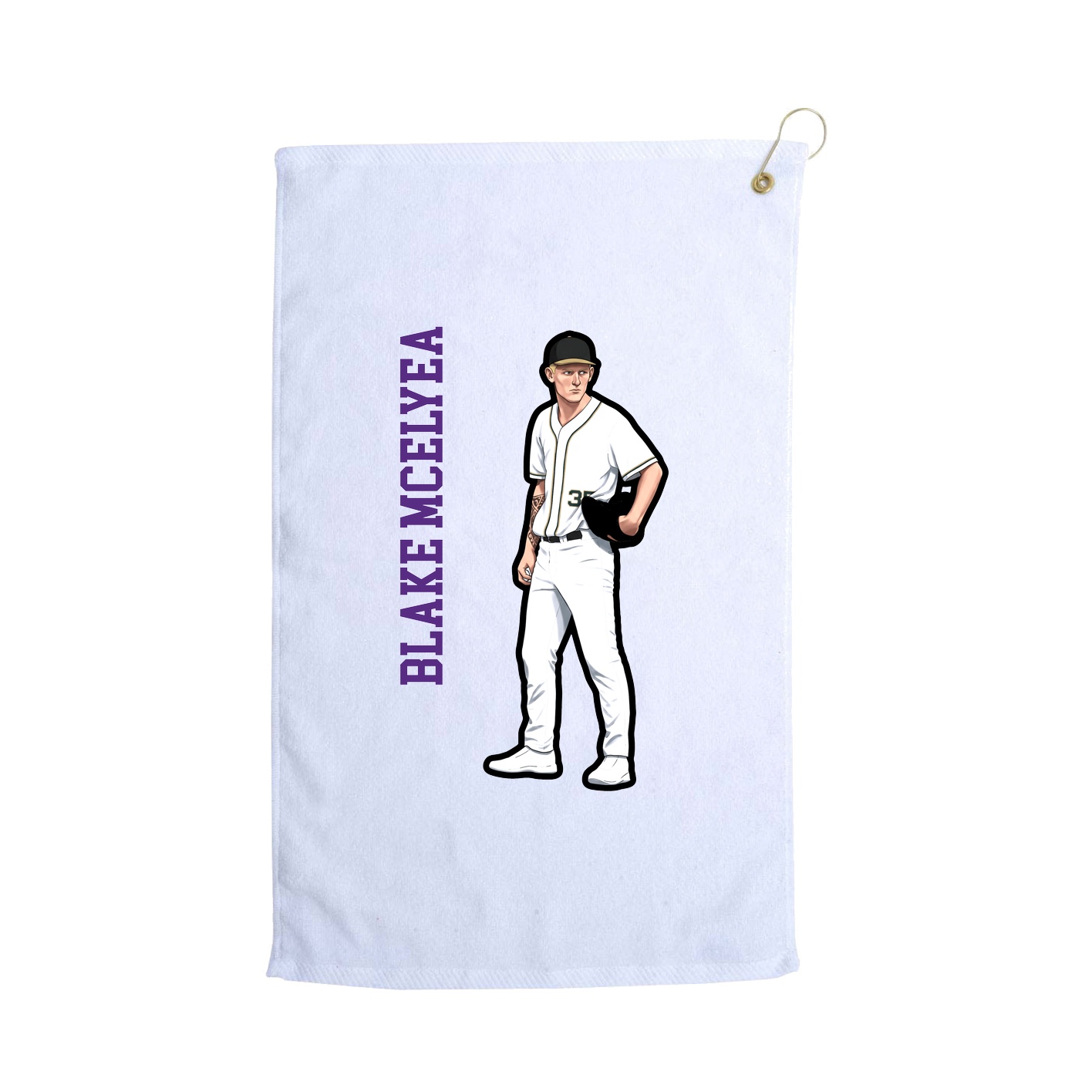 Golf Towel — Name Vertical in White