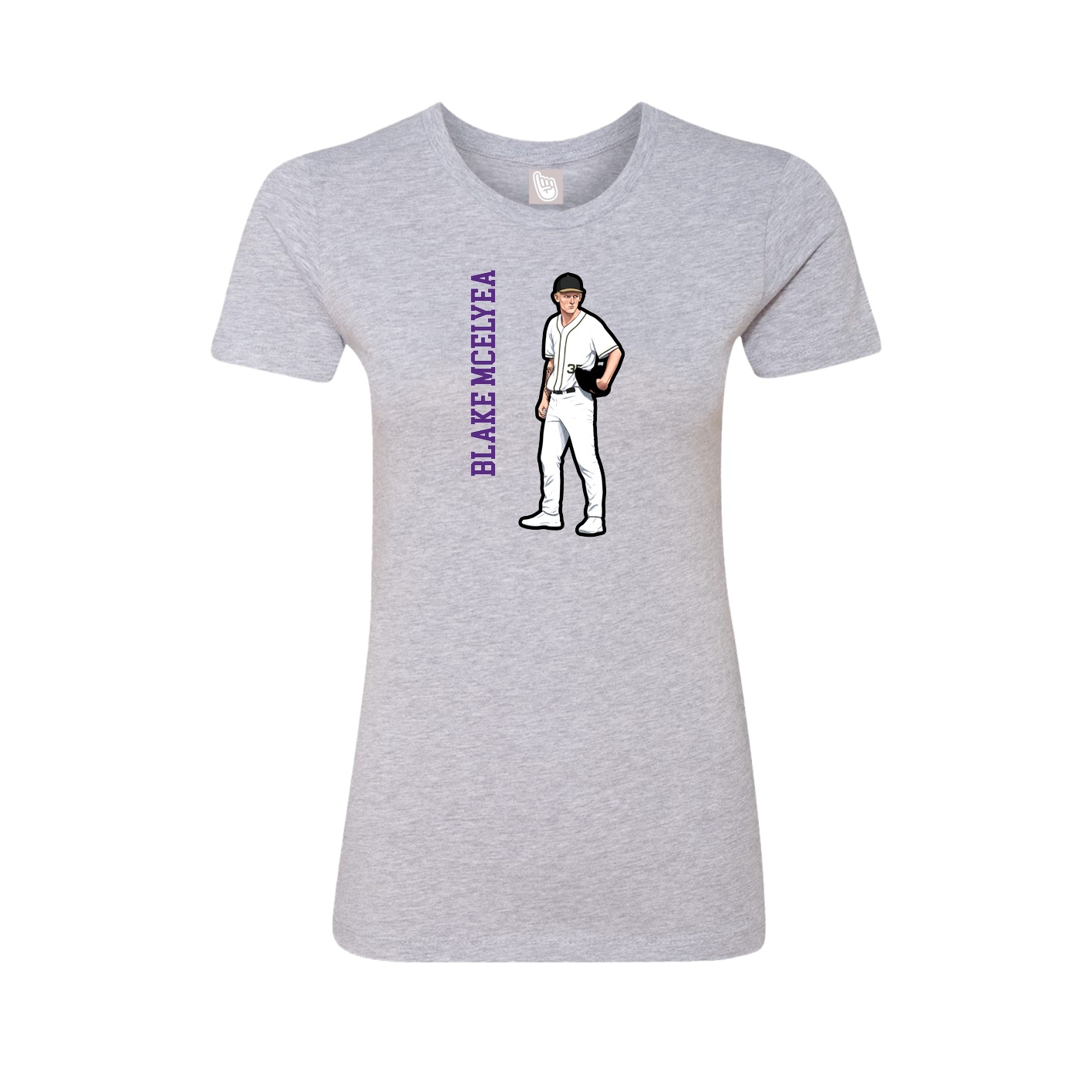Fitted Women's Tee — Name Vertical in Grey