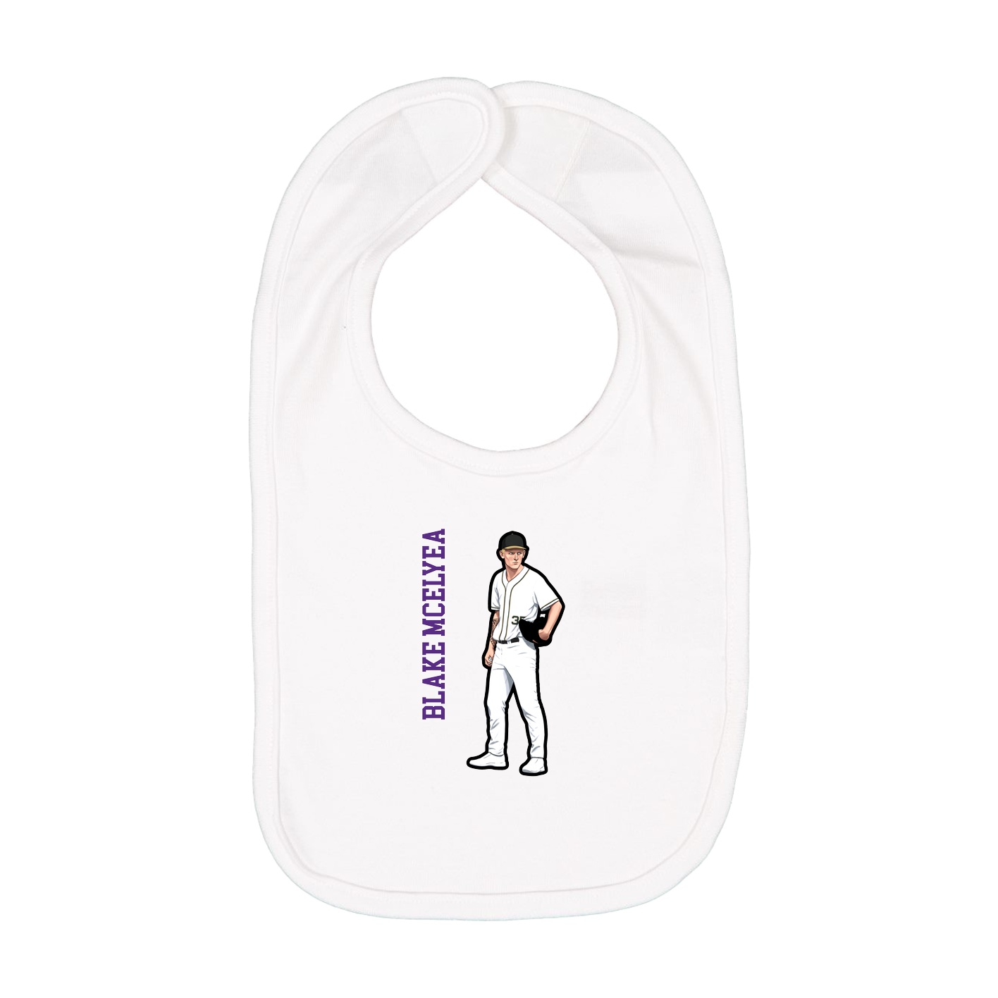 Infant Bib — Name Vertical in White