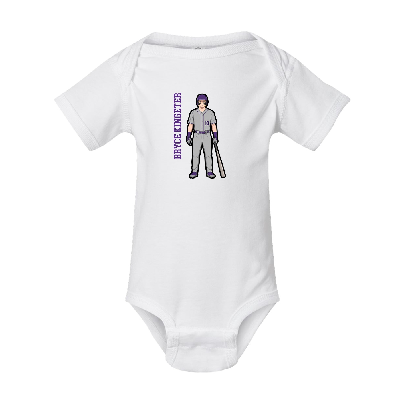 Baby Onesie — Name Vertical in White