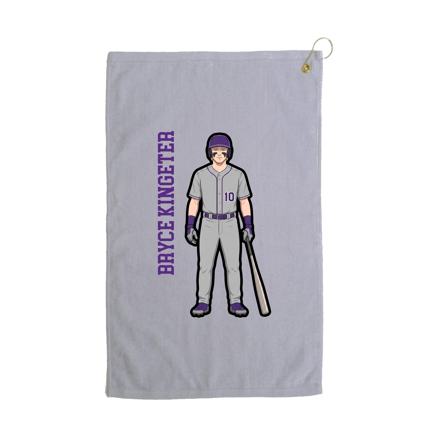 Golf Towel — Name Vertical in Grey