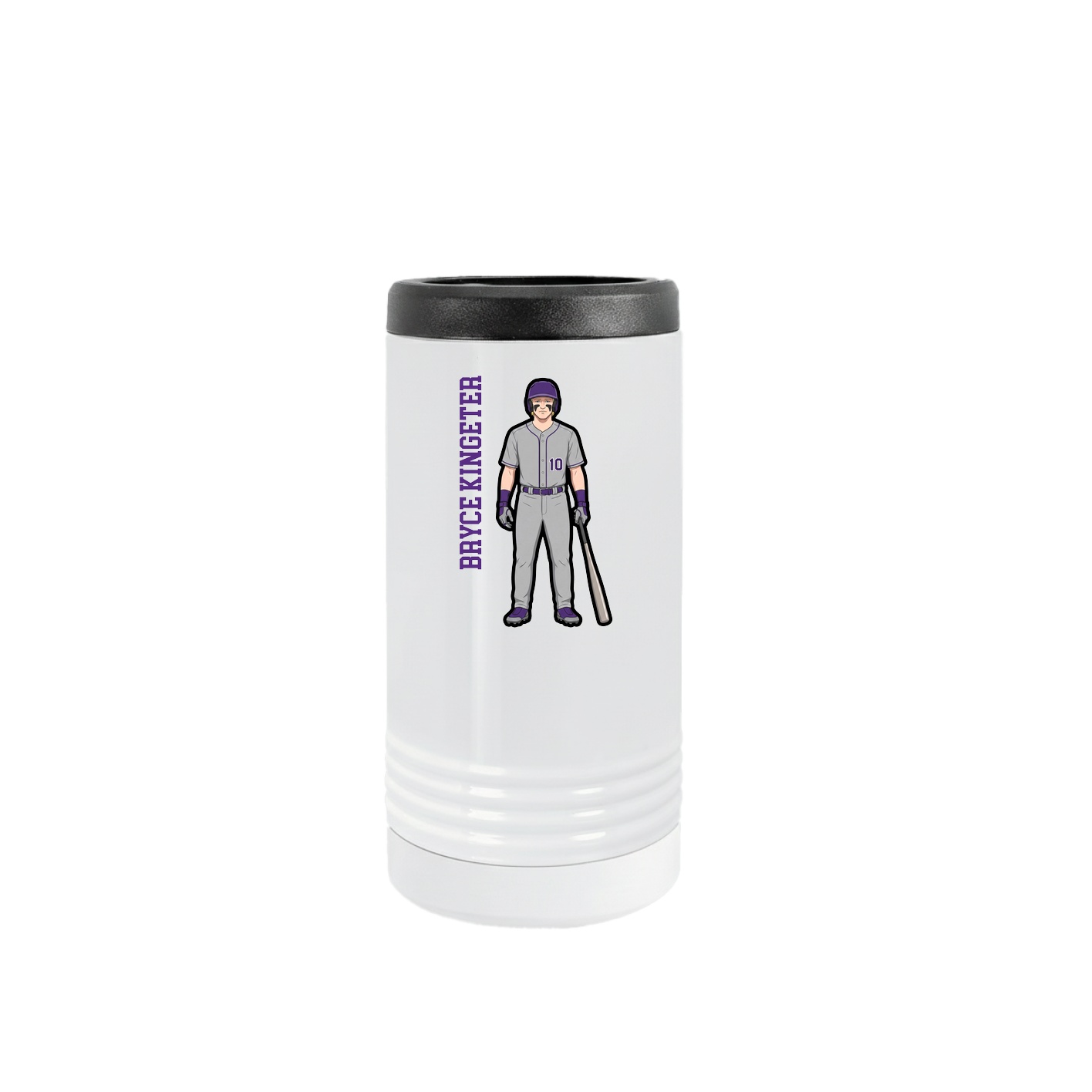 Slim Beverage Holder — Name Vertical in White