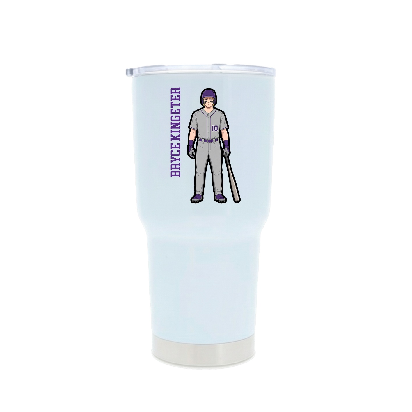 30oz Stainless Steel Tumbler — Name Vertical in White
