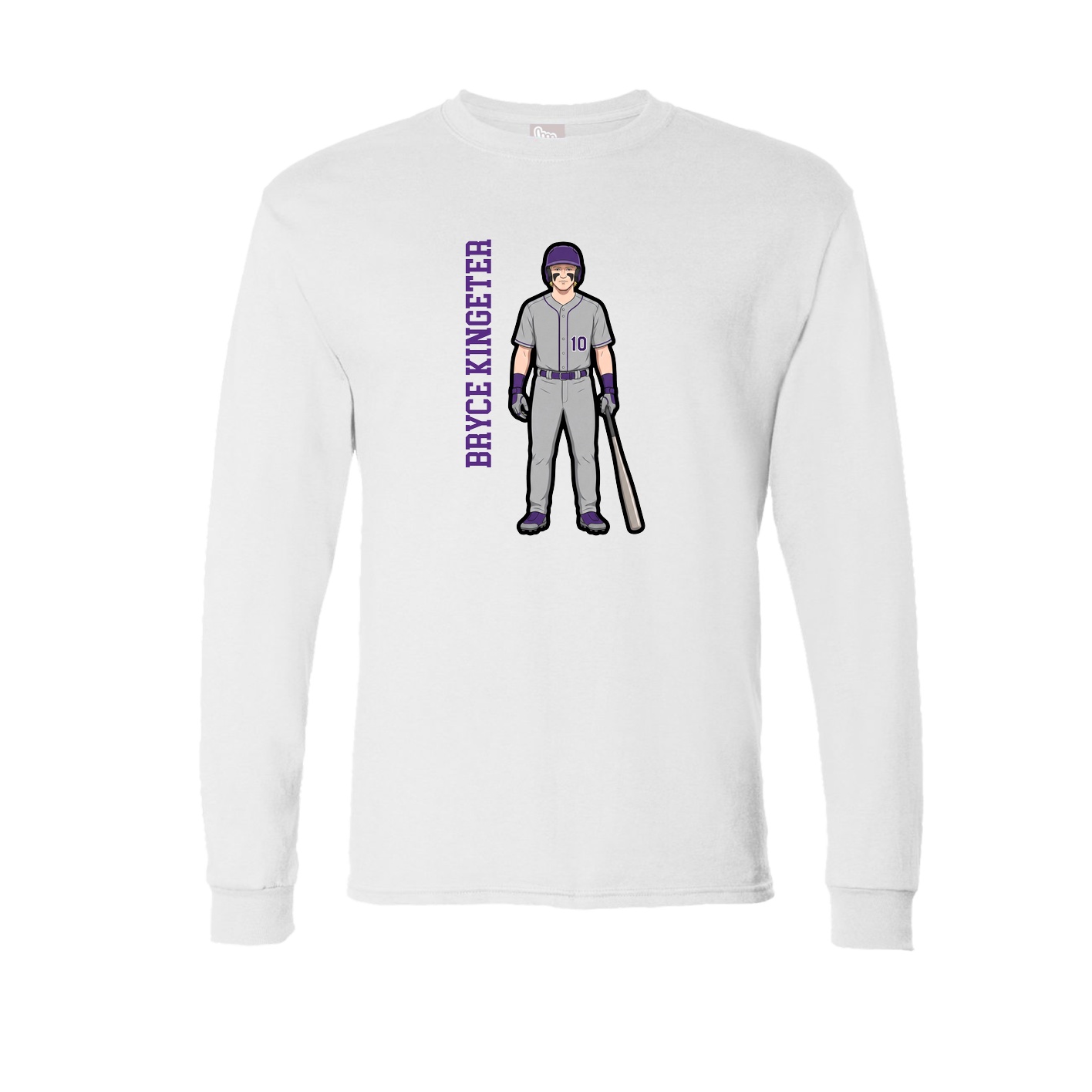 Long Sleeve Tee — Name Vertical in White