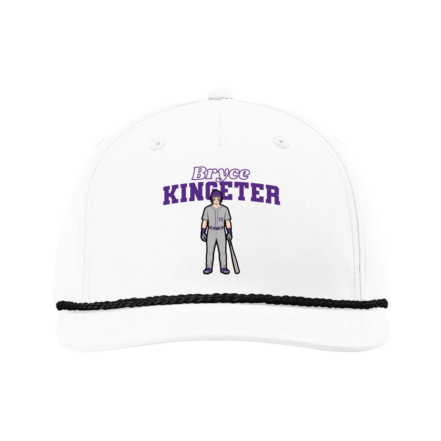 Five-Panel Classic Rope Cap — Name Arch in White