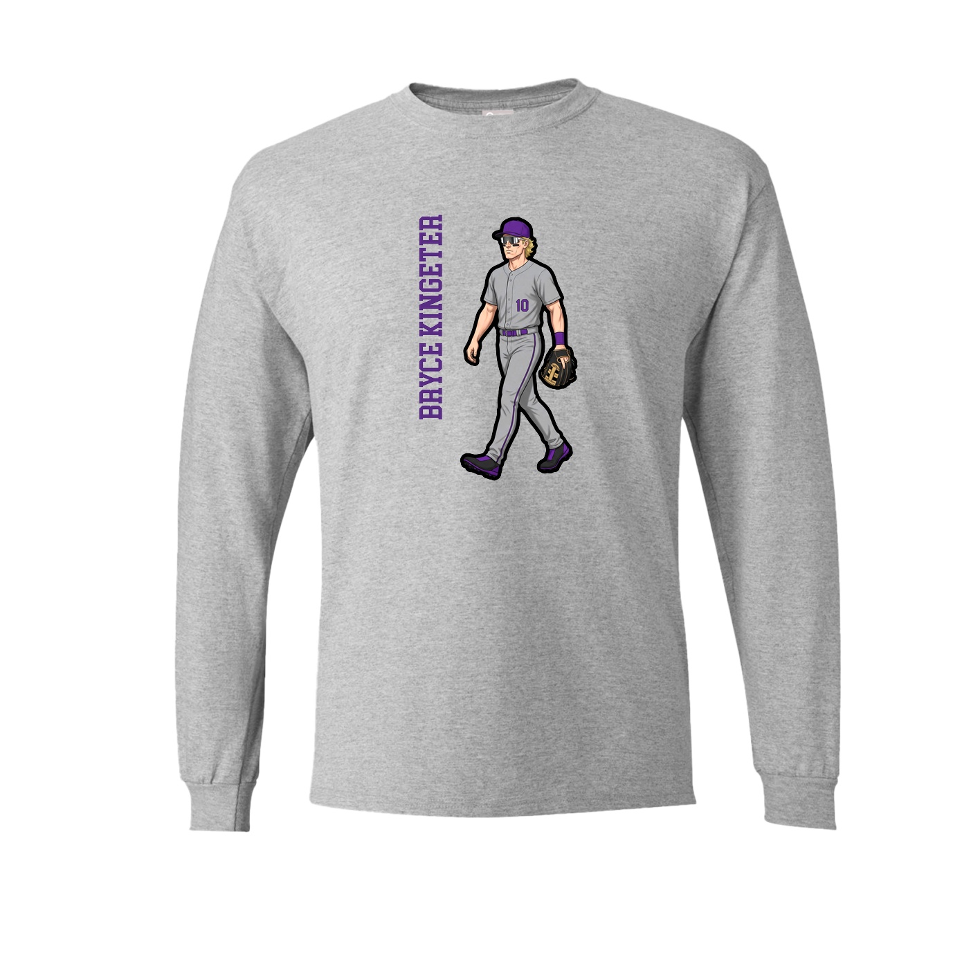 Long Sleeve Tee — Name Vertical in Grey