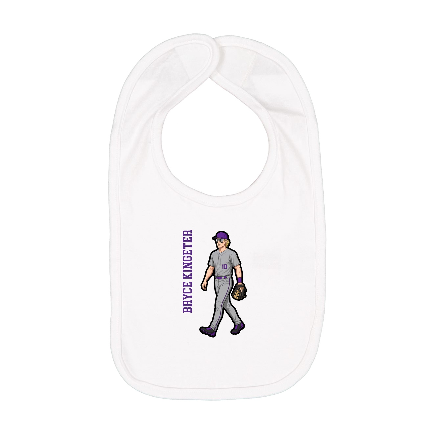 Infant Bib — Name Vertical in White