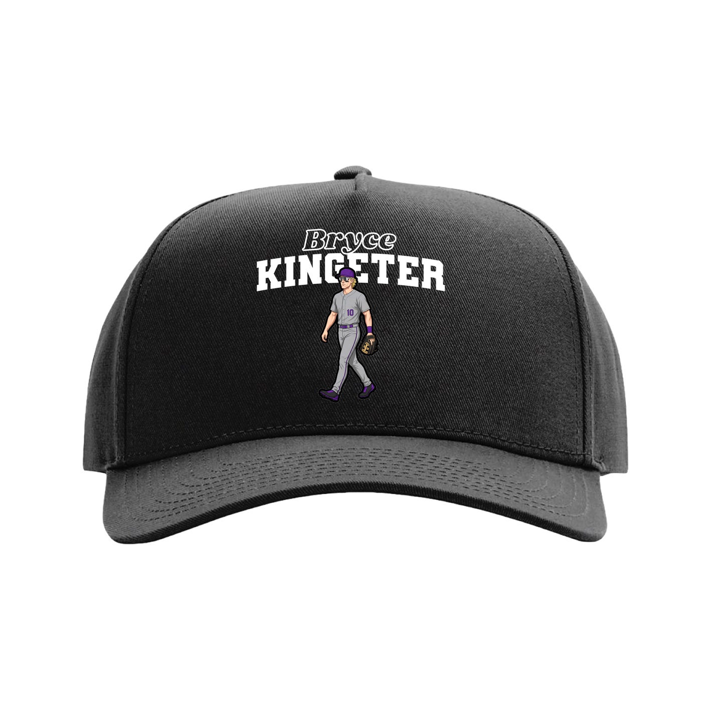 Full Fabric Five-Panel Champ Cap — Name Arch in Black
