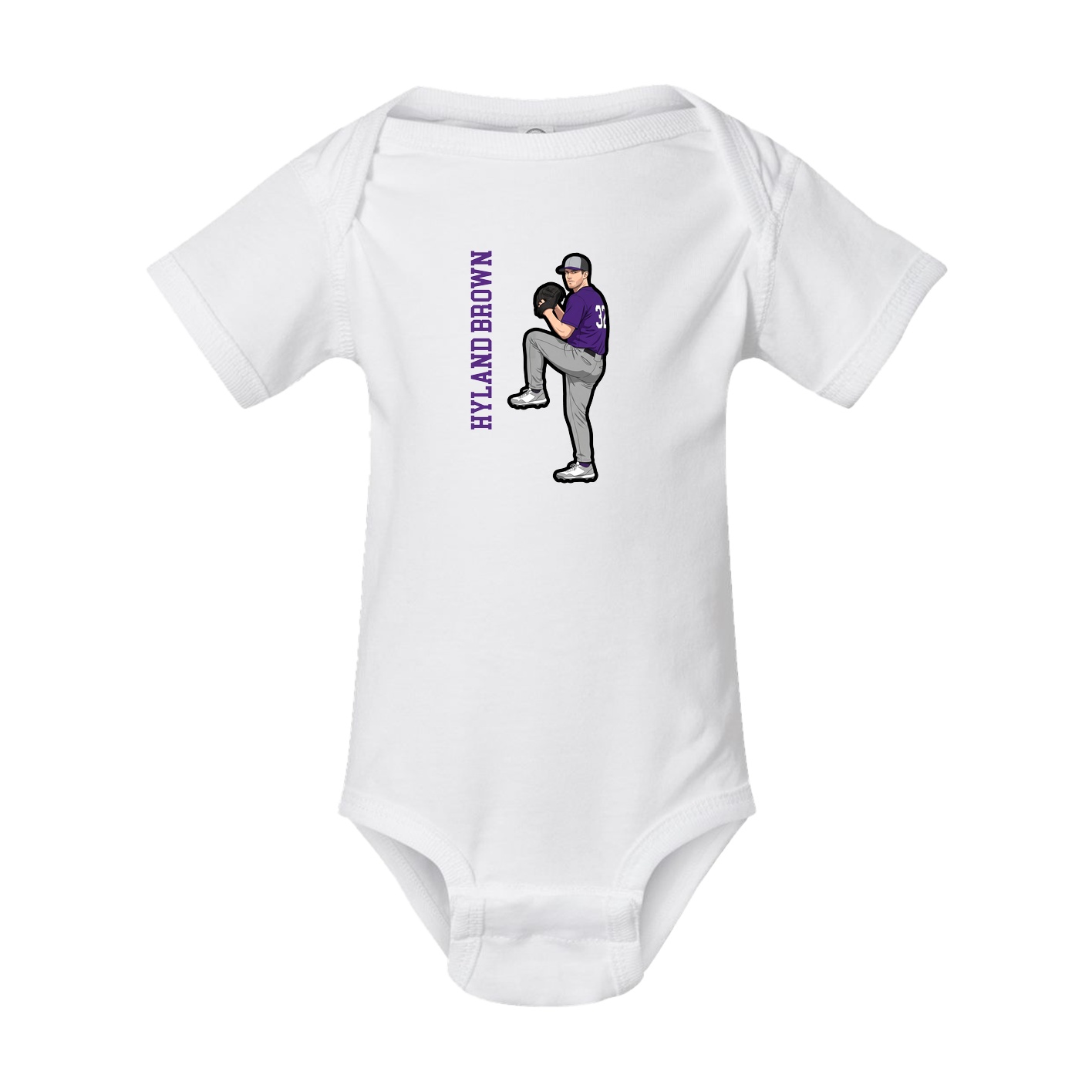 Baby Onesie — Name Vertical in White