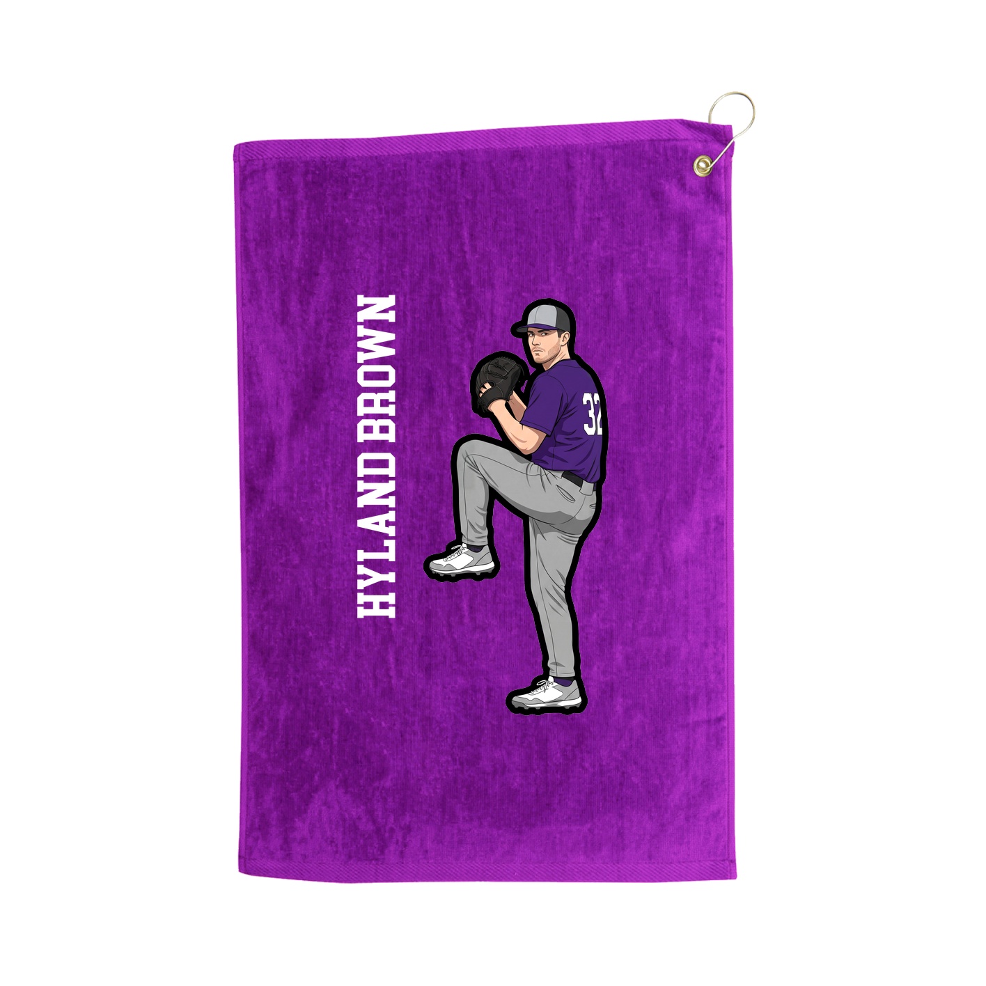 Golf Towel — Name Vertical in Purple