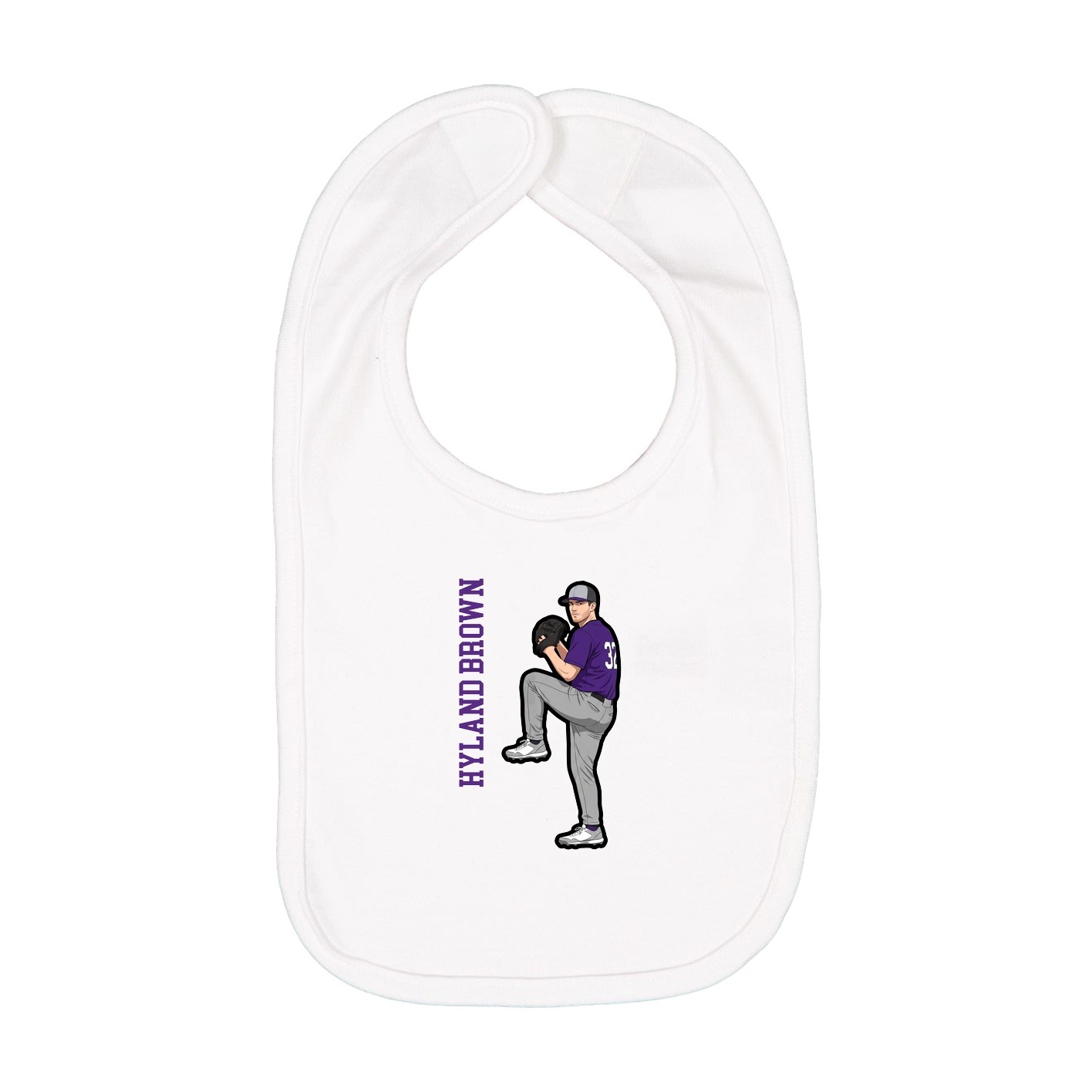 Infant Bib — Name Vertical in White