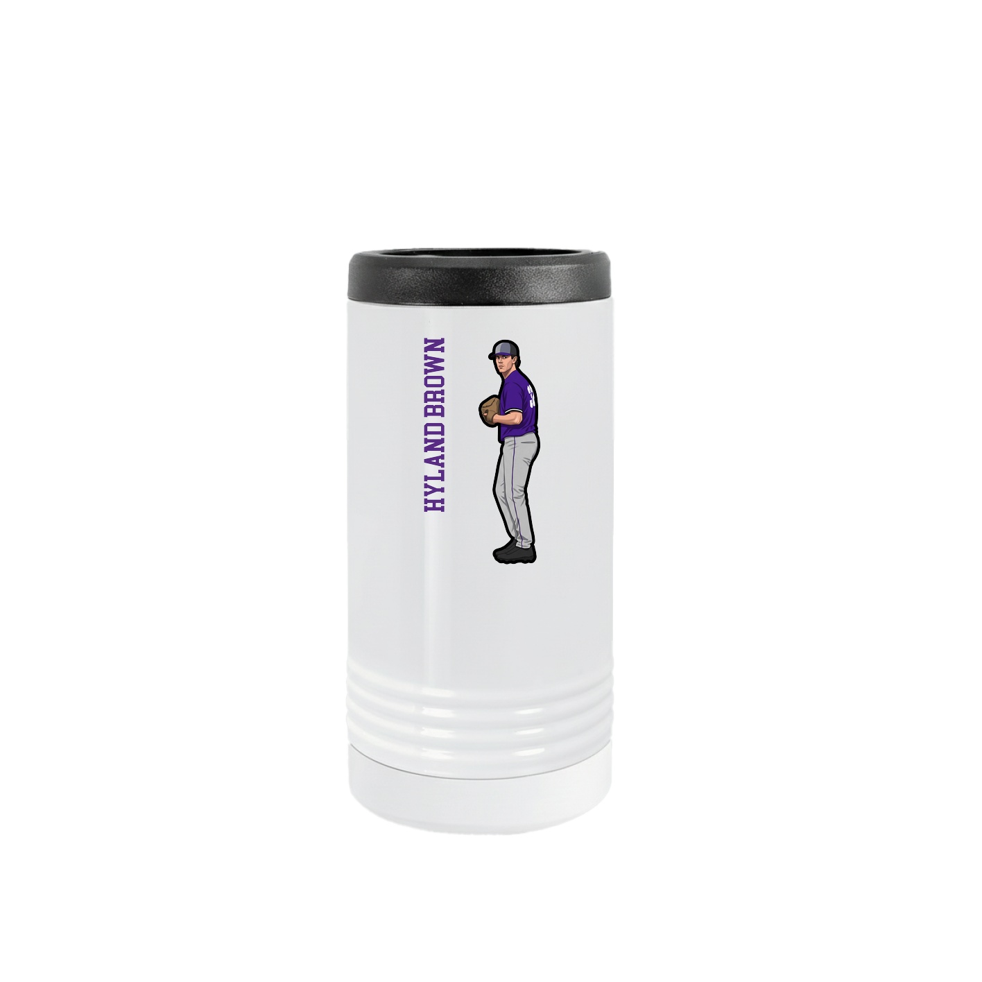 Slim Beverage Holder — Name Vertical in White