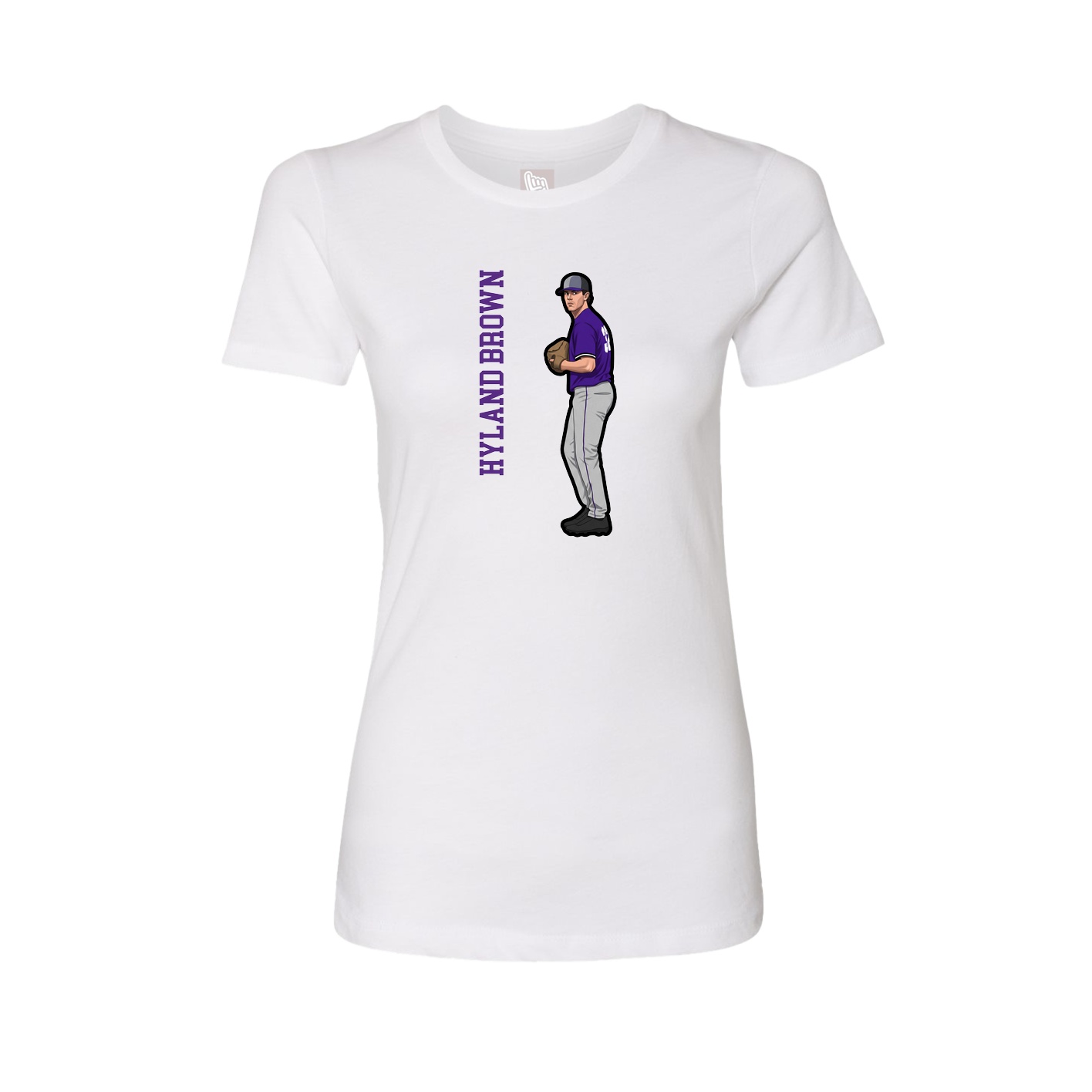 Fitted Women's Tee — Name Vertical in White