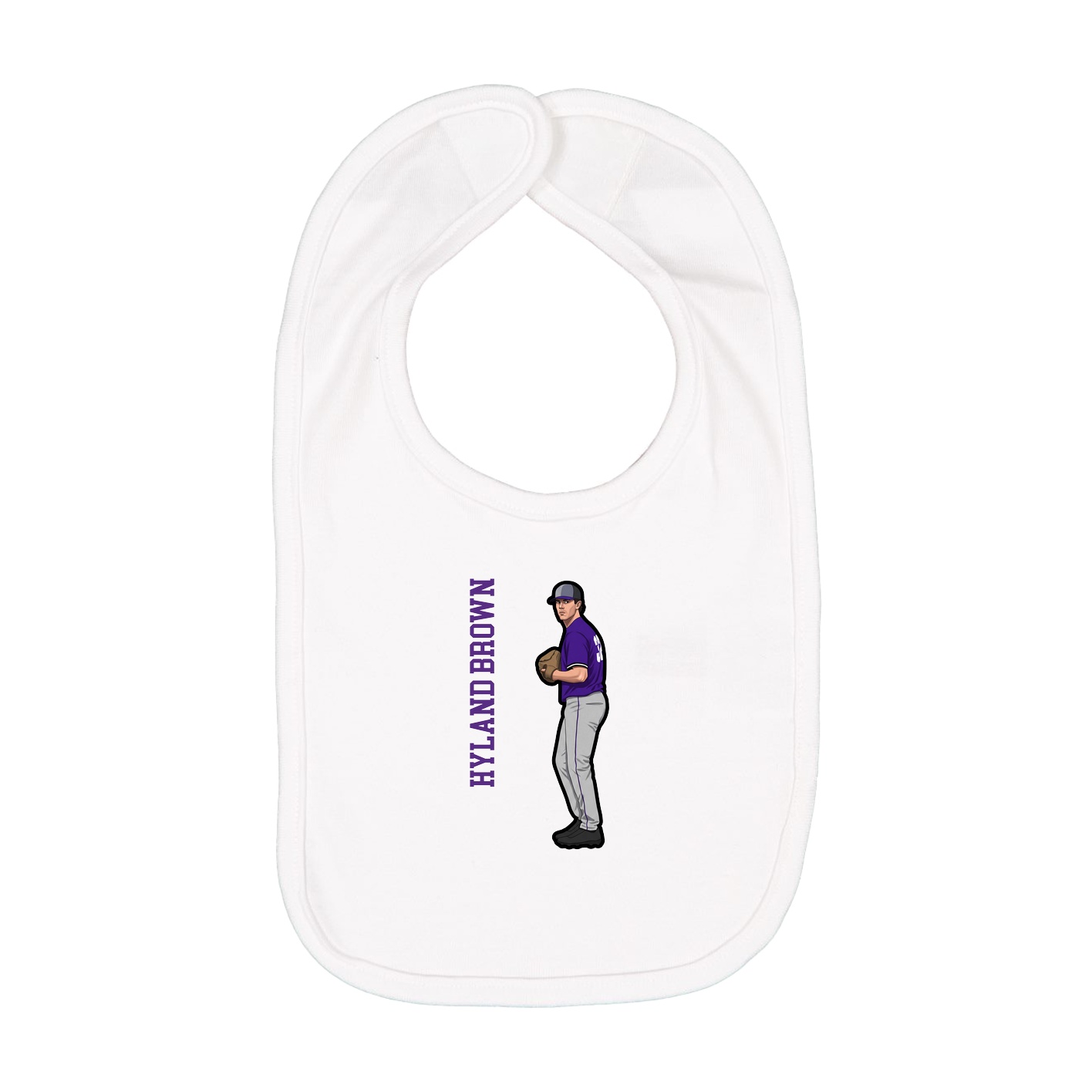 Infant Bib — Name Vertical in White