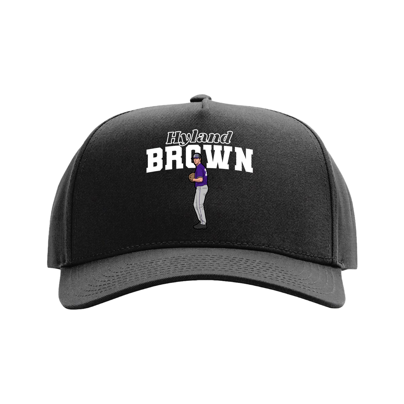 Full Fabric Five-Panel Champ Cap — Name Arch in Black