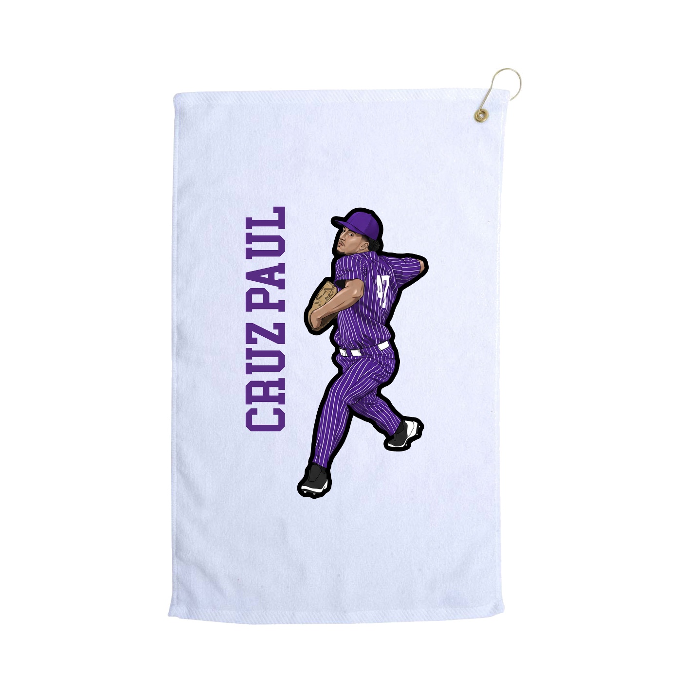 Golf Towel — Name Vertical in White